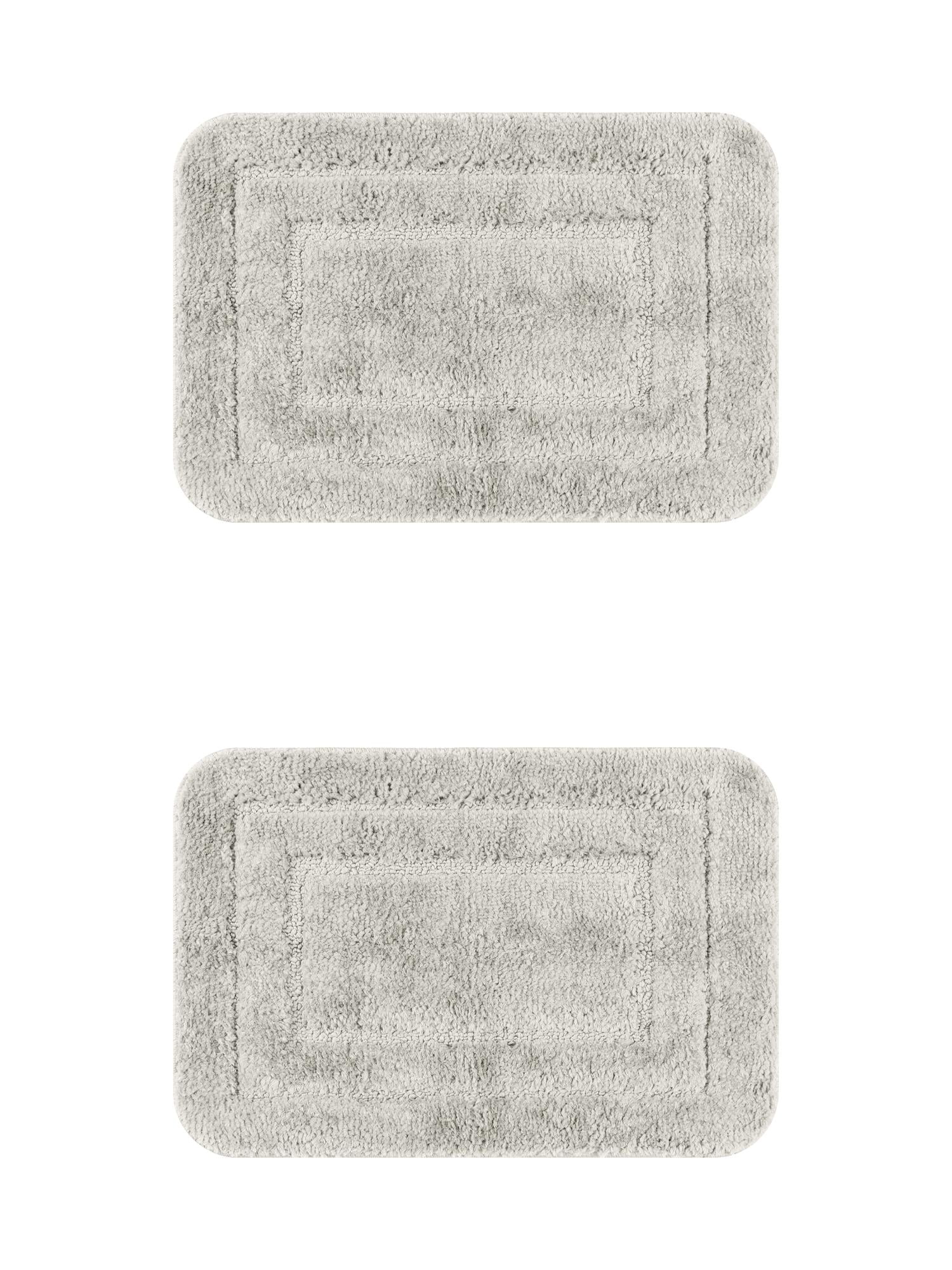 Unique Bargains Soft Absorbent Bath Mats 2 Pcs Non-Slip Plush Bathroom Rugs Light Grey 20" x 32"