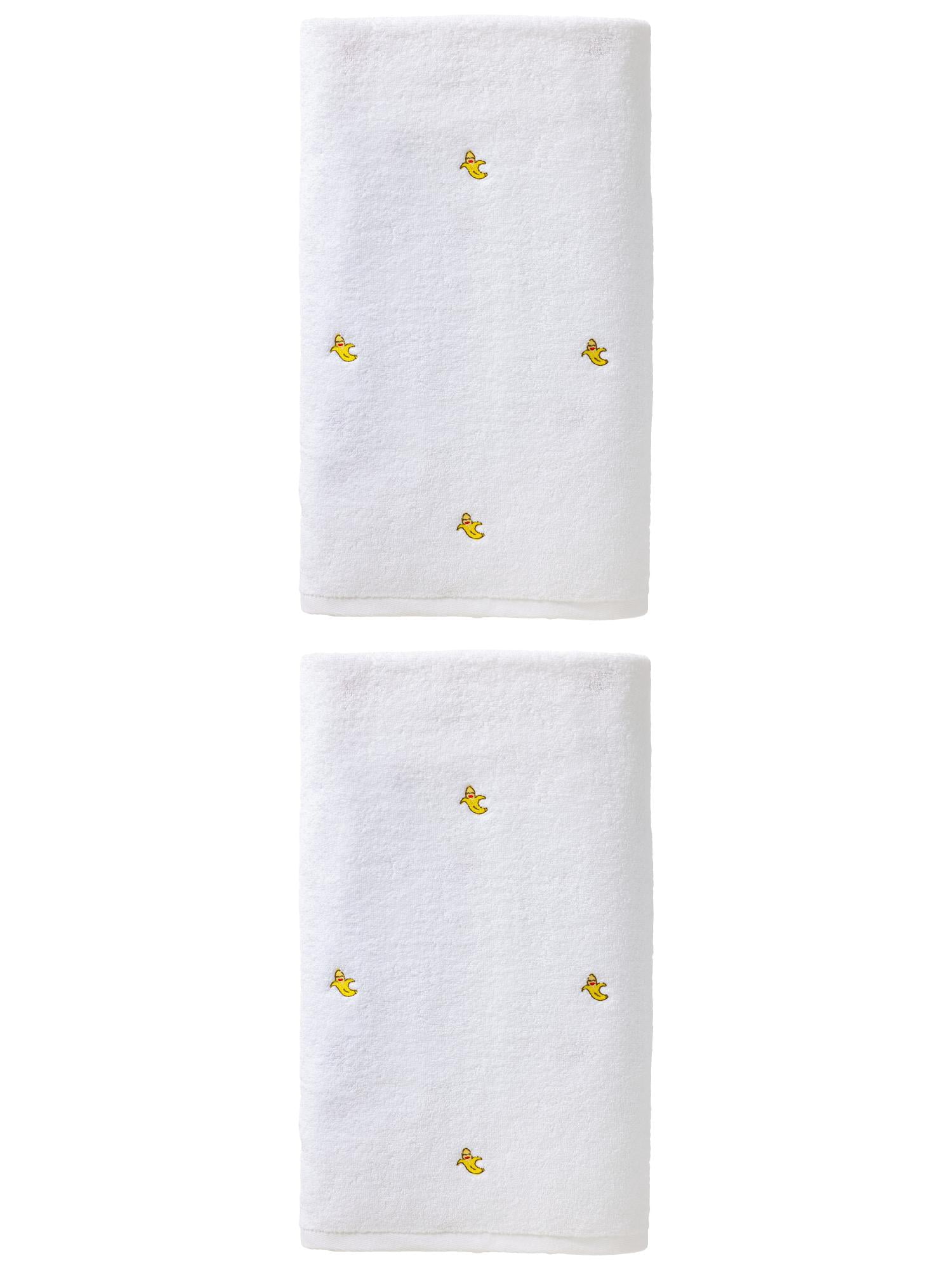 Unique Bargains Soft Absorbent Bath Towel 2 Pack Banana White 55"x28"