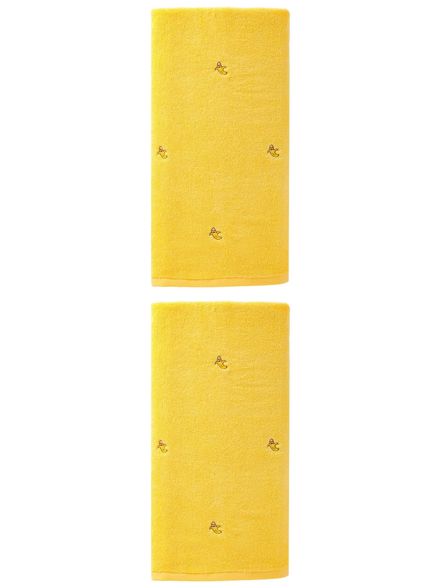 Unique Bargains Soft Absorbent Bath Towel 2 Pack Banana Yellow 55"x28"