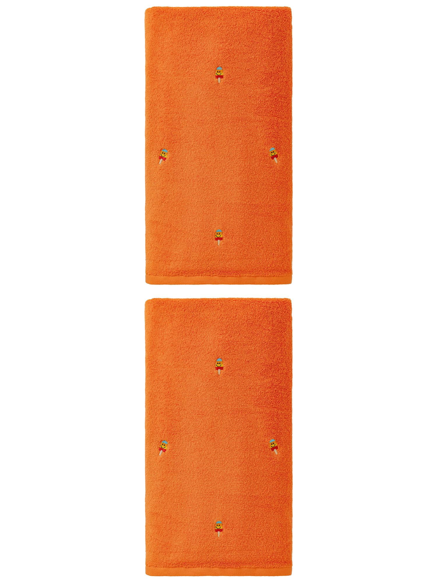 Unique Bargains Soft Absorbent Bath Towel 2 Pack Orange 55"x28"