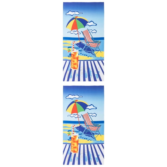 Unique Bargains Soft Absorbent Beach Towel 2 Pack Multi-Color 71"x35"