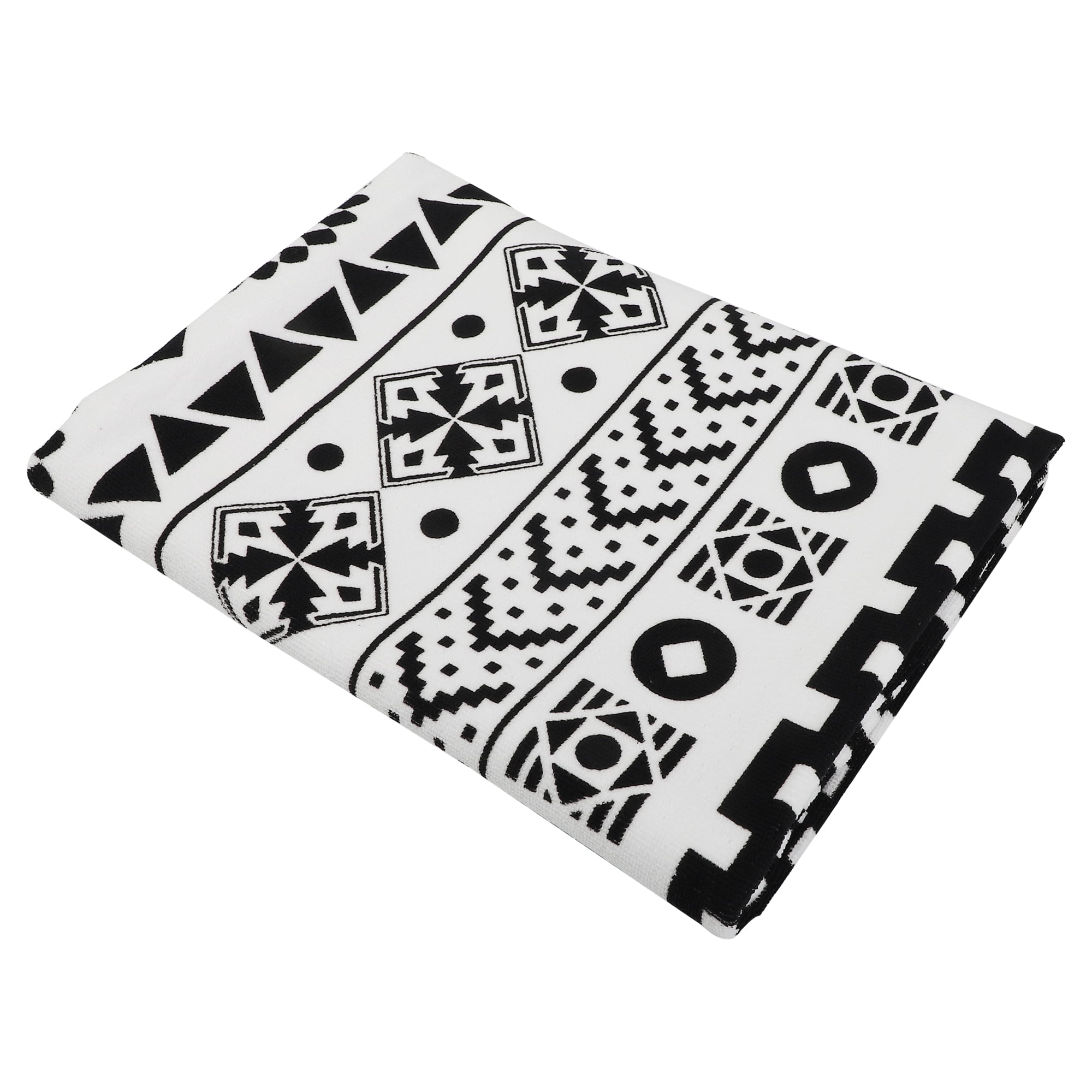 Unique Bargains Soft Absorbent Beach Towel Geometry Pattern Black White 59"x30" 1 Pc