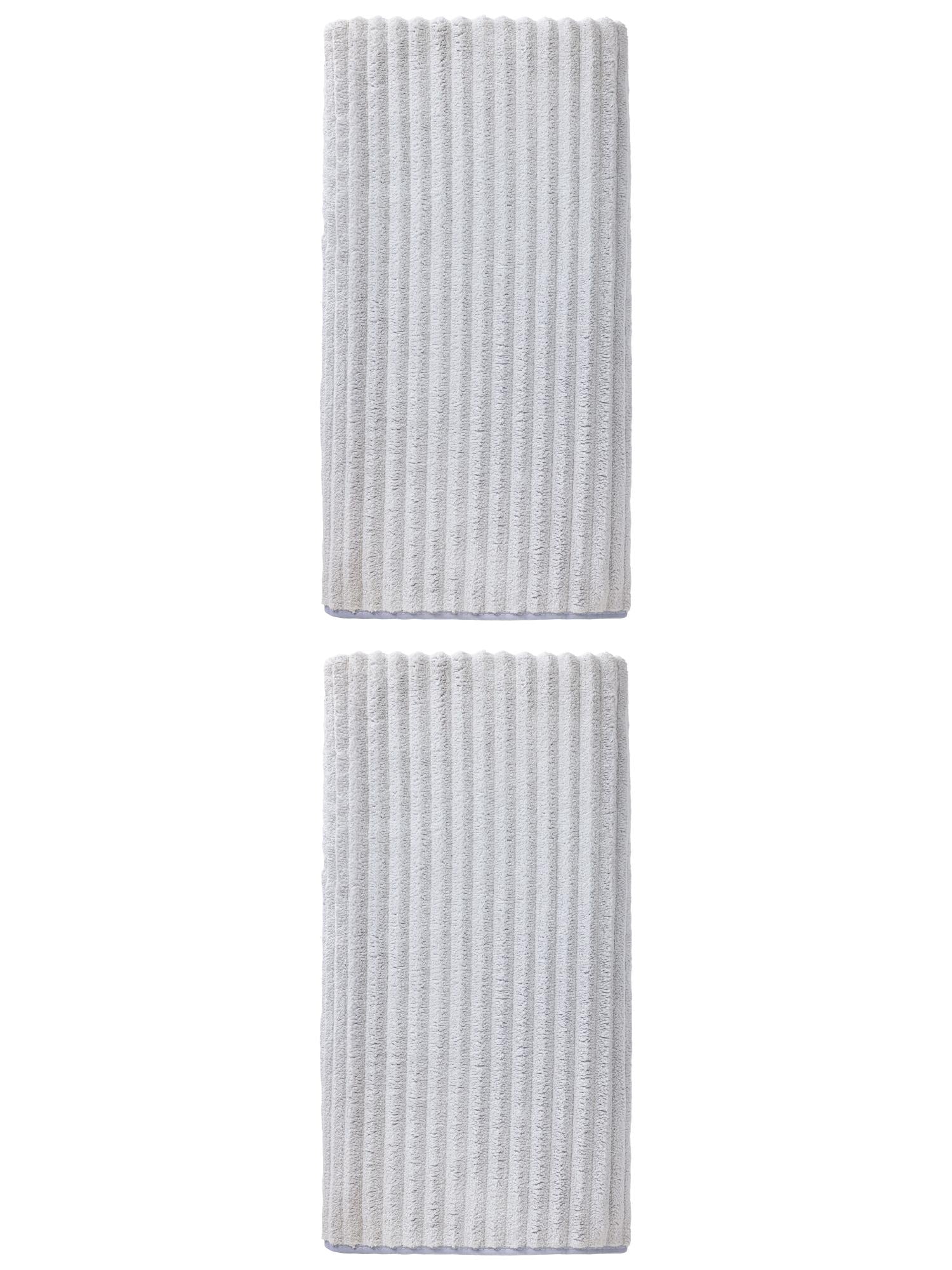 Unique Bargains Soft Absorbent Coral Fleece Towel 2 Pack Light Grey 55"x28"