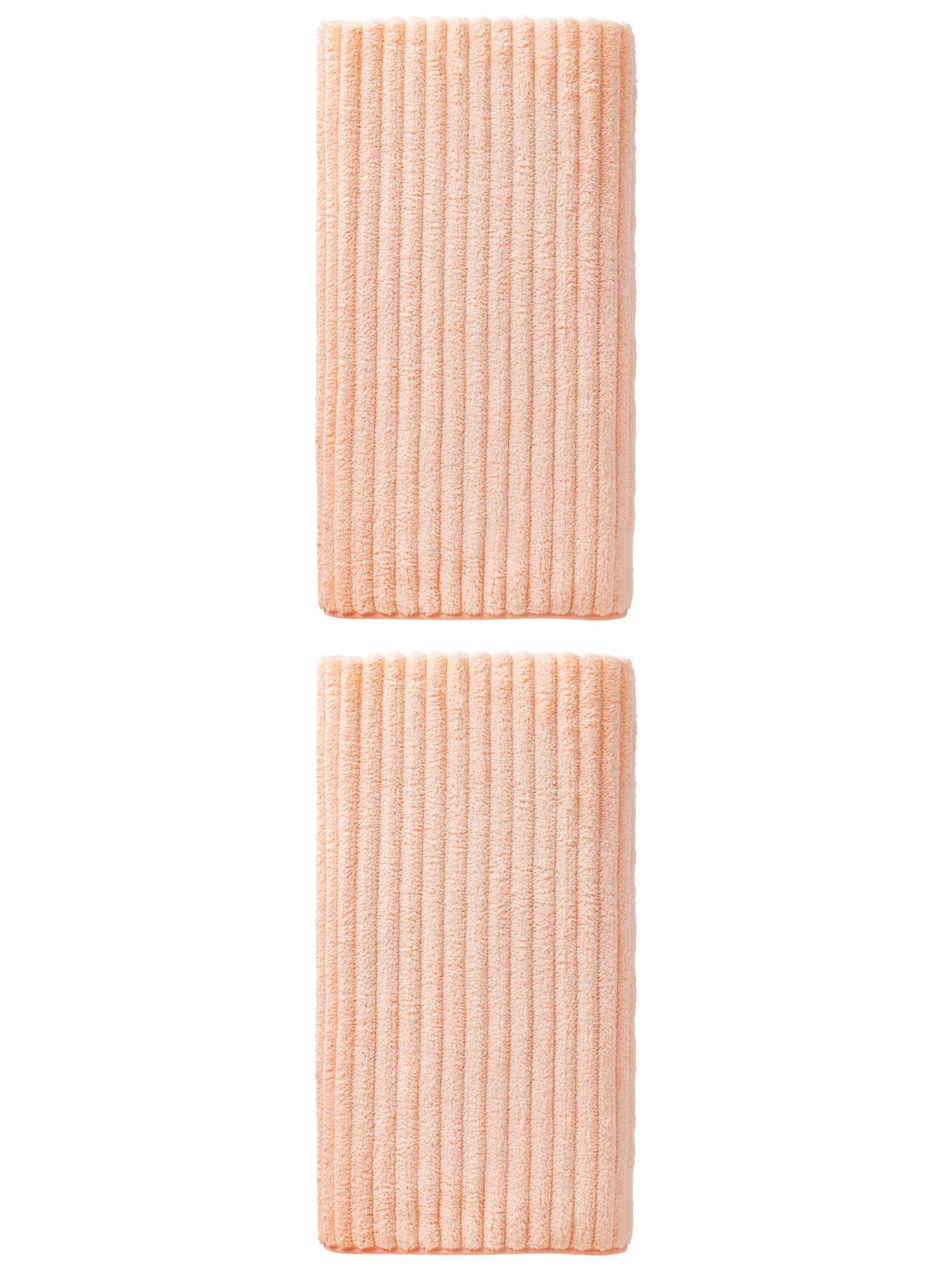 Unique Bargains Soft Absorbent Coral Fleece Towel 2 Pack Peach Pink 55"x28"
