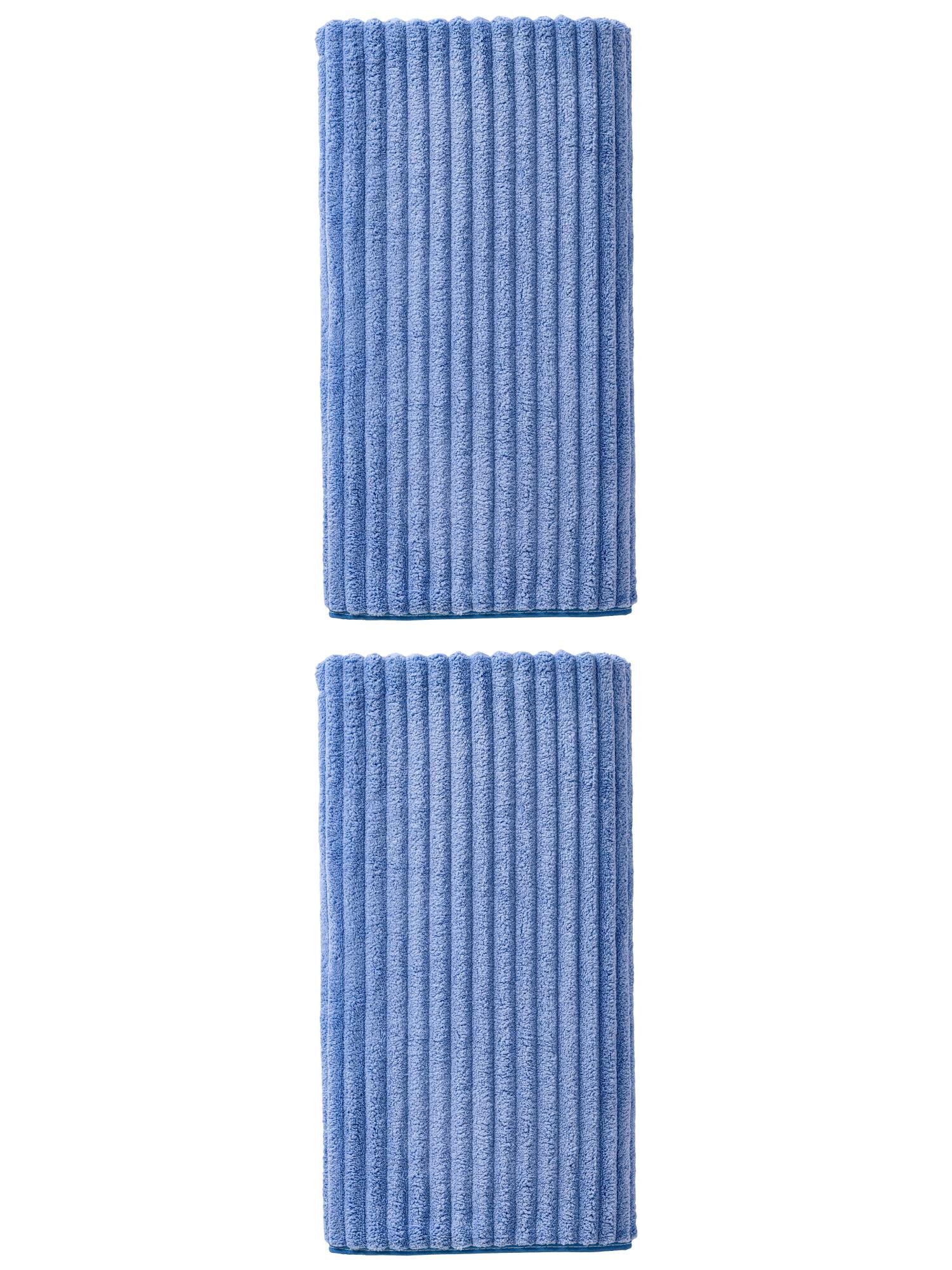Unique Bargains Soft Absorbent Coral Fleece Towel 2 Pack Sky Blue 55"x28"