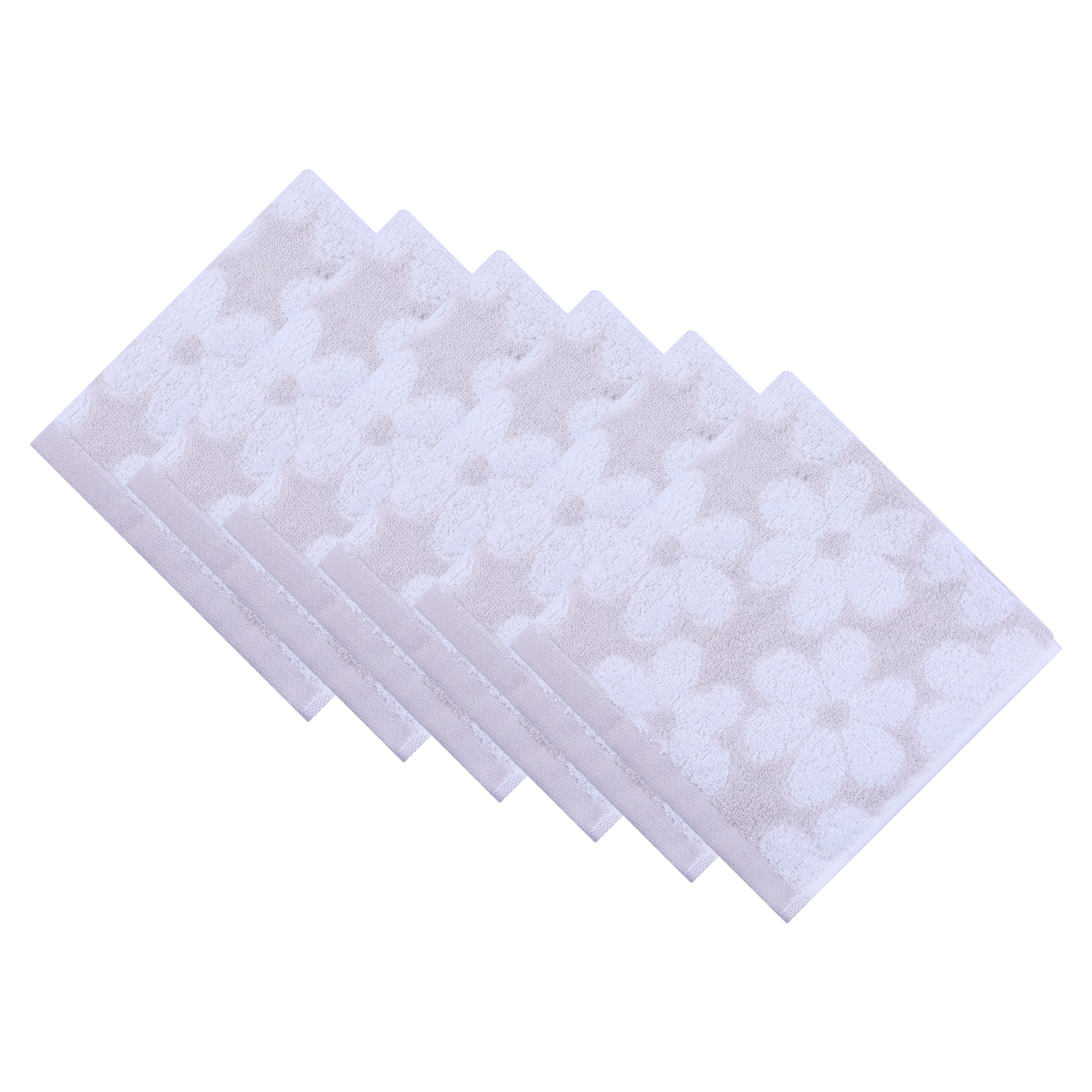 Unique Bargains Soft Absorbent Cotton Floral Print Washcloths Grey 6pk
