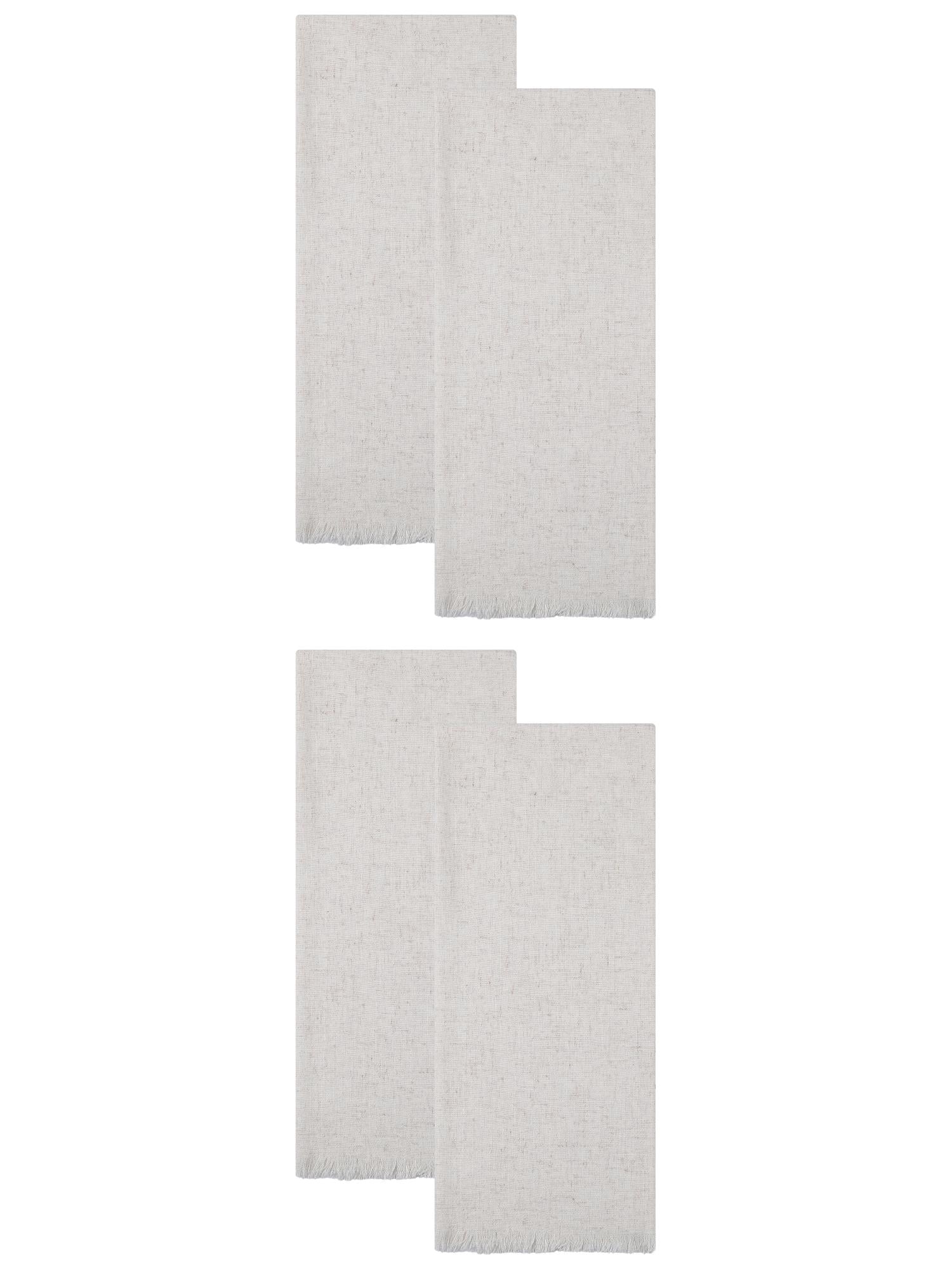 Unique Bargains Soft Absorbent Cotton Linen Kitchen Towels 4 Pack Apricot 18" x 18"