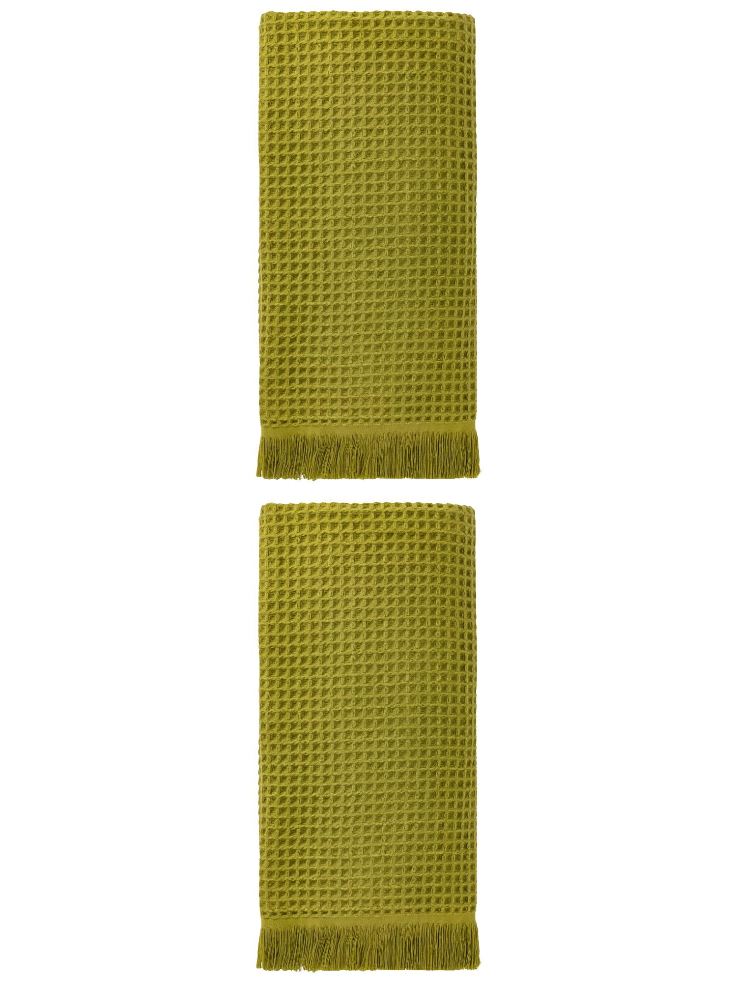 Unique Bargains Soft Absorbent Cotton Waffle Bath Towel Green 71"x35"