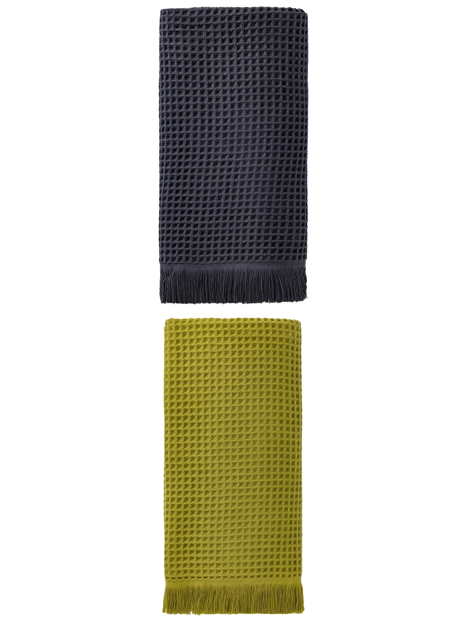 Unique Bargains Soft Absorbent Cotton Waffle Bath Towel Green/Dark Blue 71"x35"