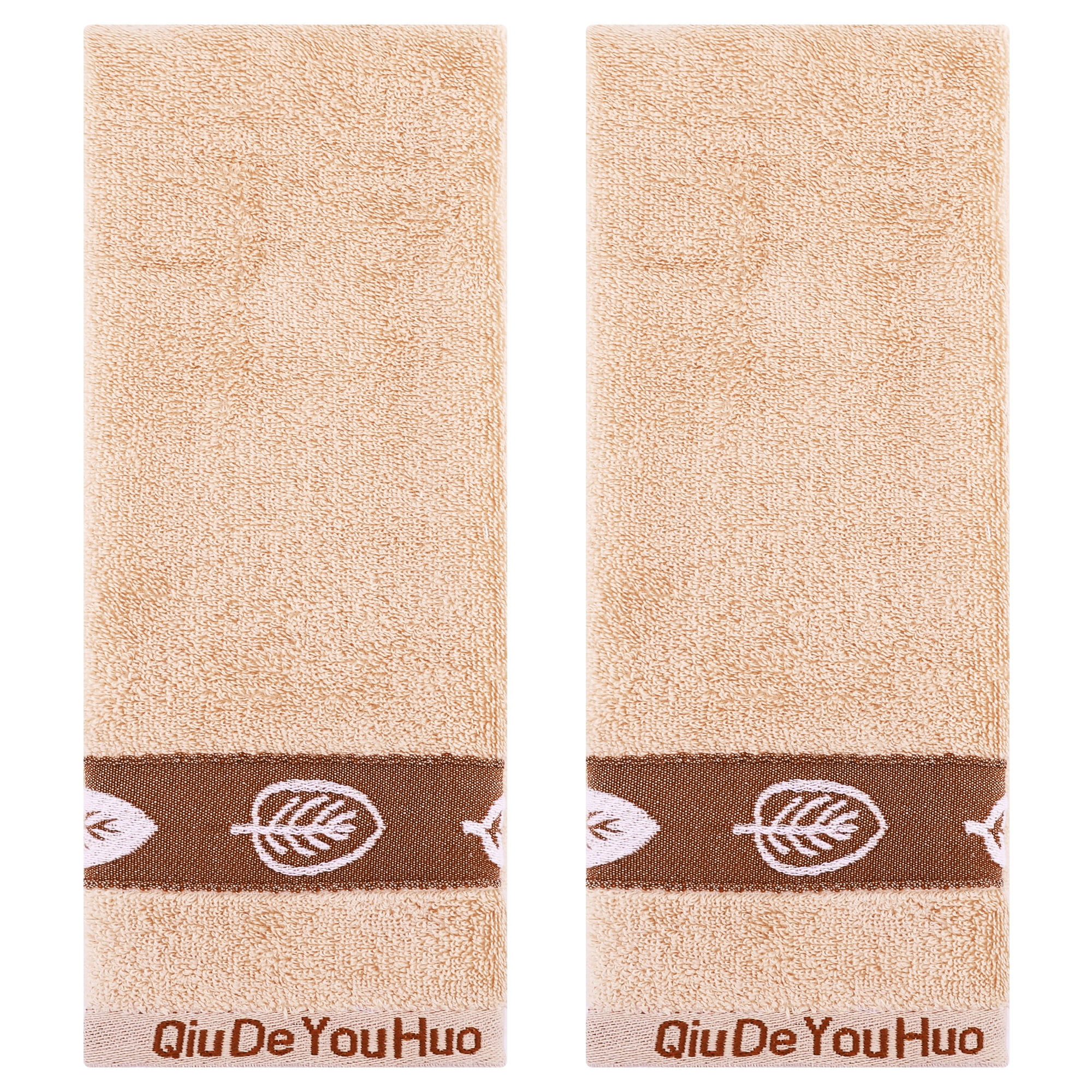 Unique Bargains Soft Absorbent Decorative Hand Towels Set Brown 2 Pcs