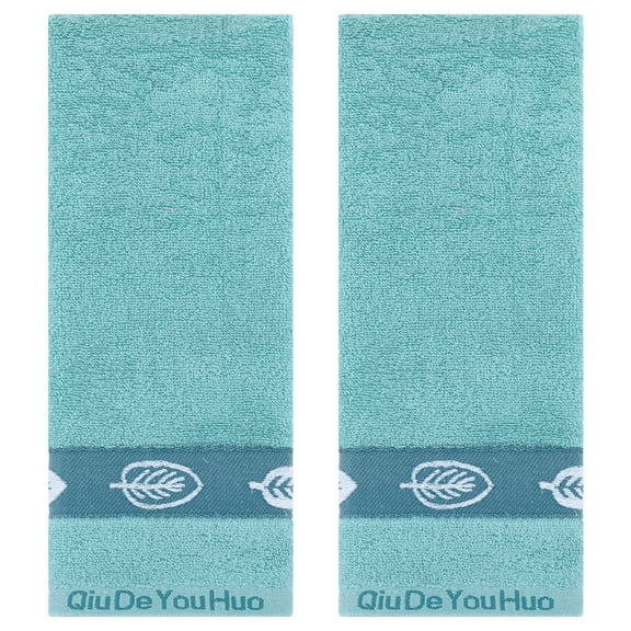 Unique Bargains Soft Absorbent Decorative Hand Towels Set Lake Blue 2 Pcs