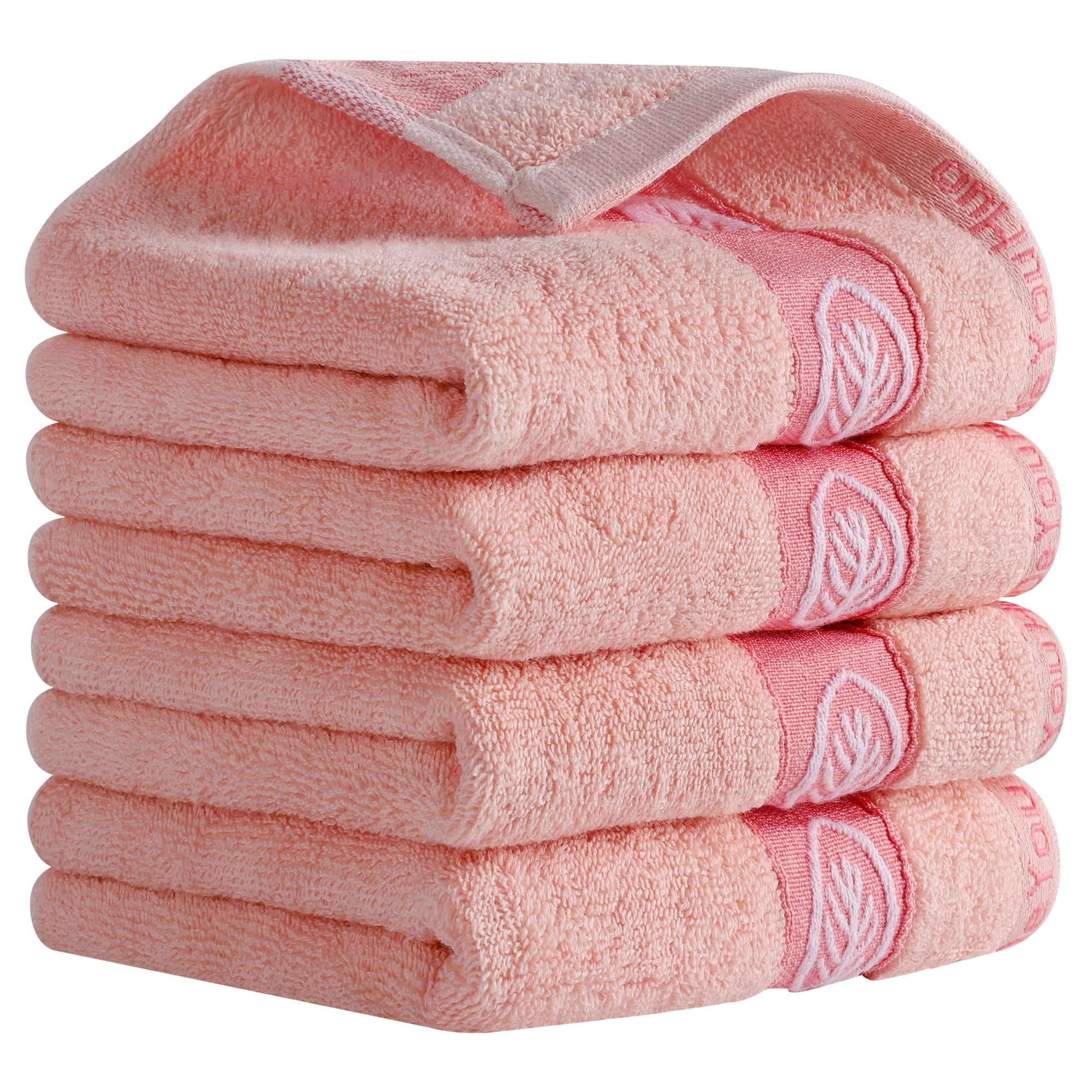 Unique Bargains Soft Absorbent Decorative Hand Towels Set Pink 4 Pcs