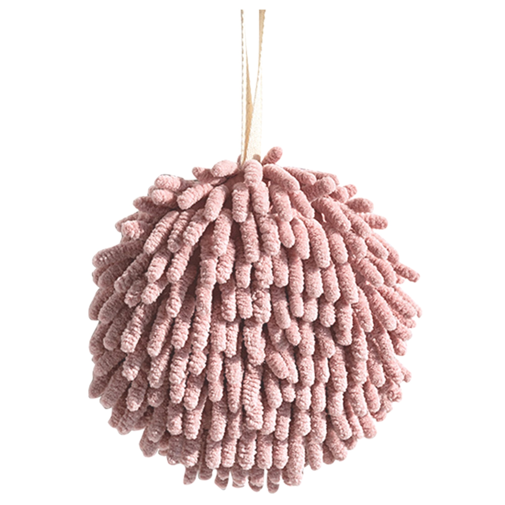 Unique Bargains Soft Absorbent Fluffy Chenille Ball Hand Towels Dark Pink 1
