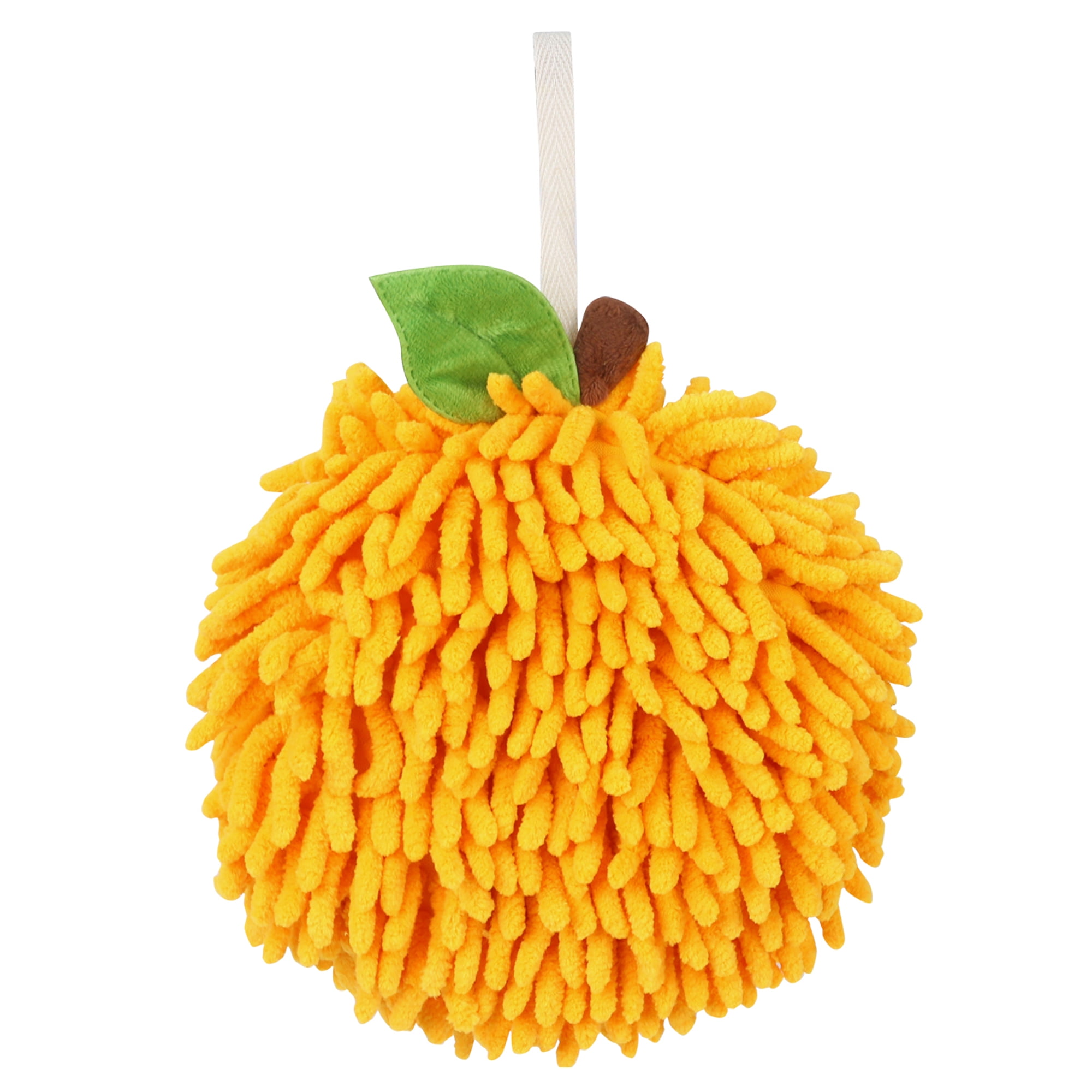 Unique Bargains Soft Absorbent Fluffy Chenille Ball Hand Towels Orange 1