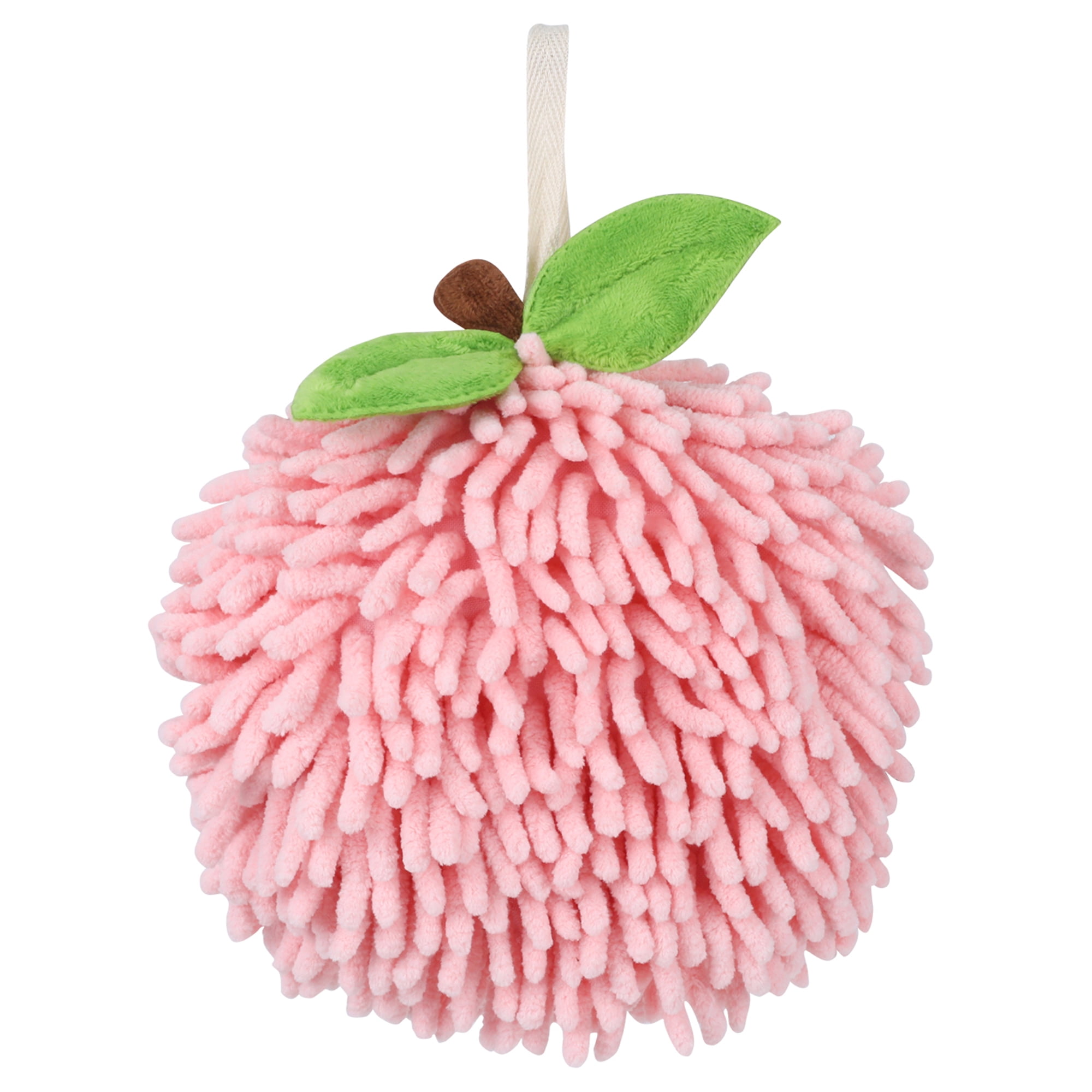Unique Bargains Soft Absorbent Fluffy Chenille Ball Hand Towels Pink 1
