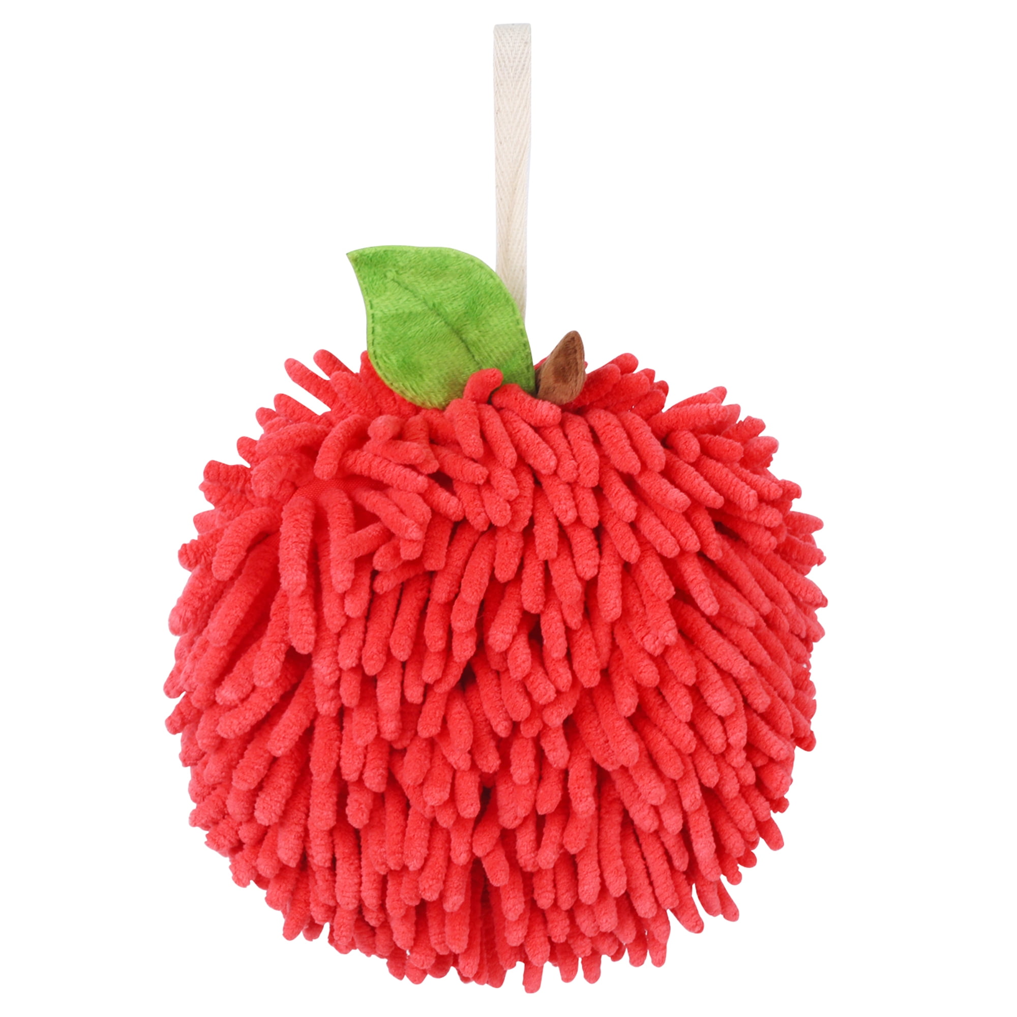 Unique Bargains Soft Absorbent Fluffy Chenille Ball Hand Towels Red 1