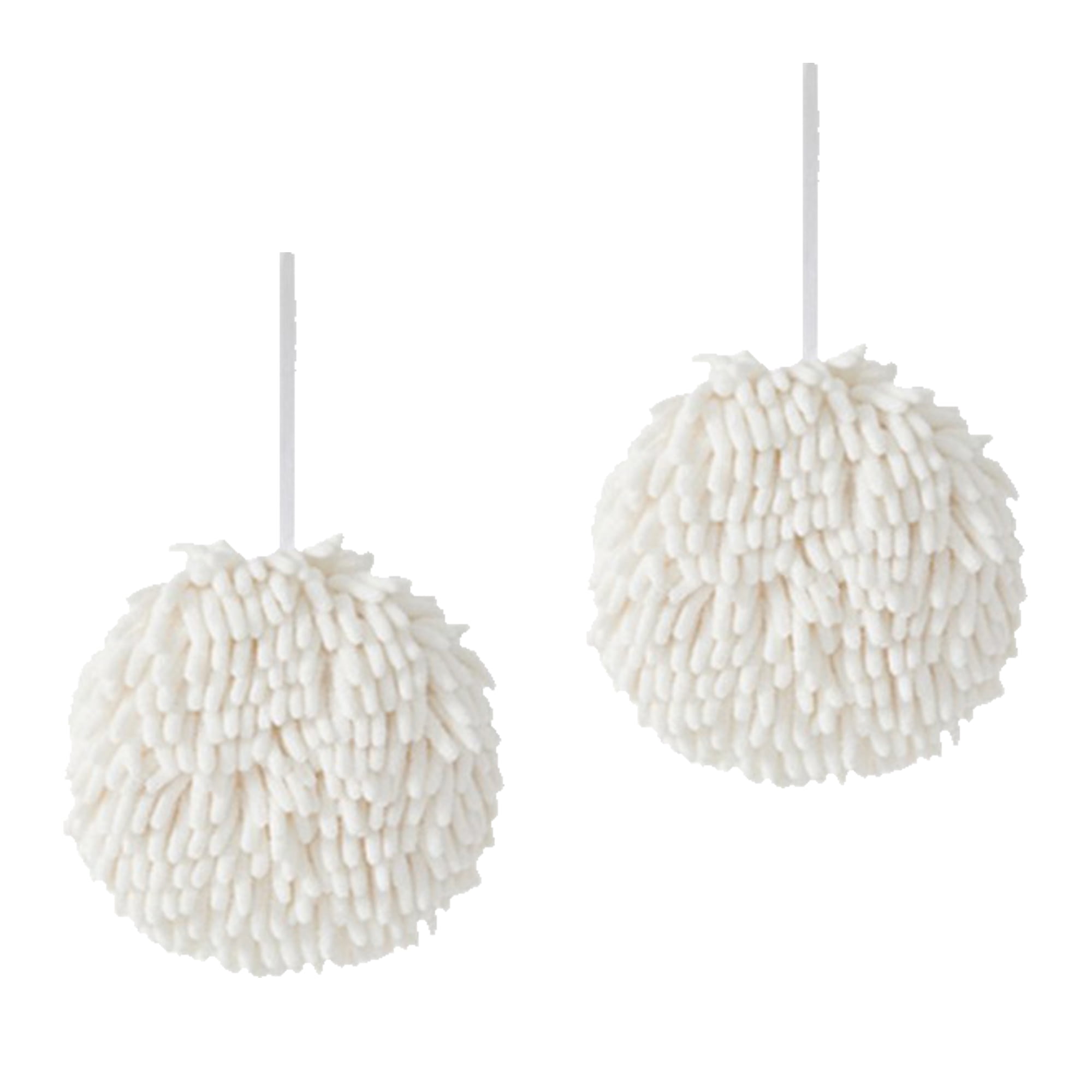 Unique Bargains Soft Absorbent Fluffy Chenille Ball Hand Towels White 2