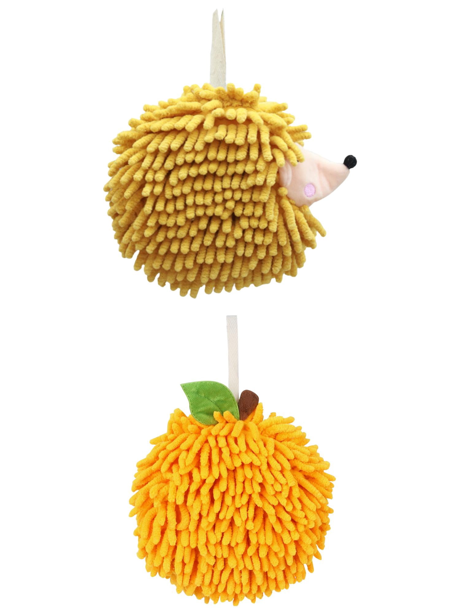 Unique Bargains Soft Absorbent Hand Towel 2 Pcs Orange/Yellow 6" x 6"/7" x 7"