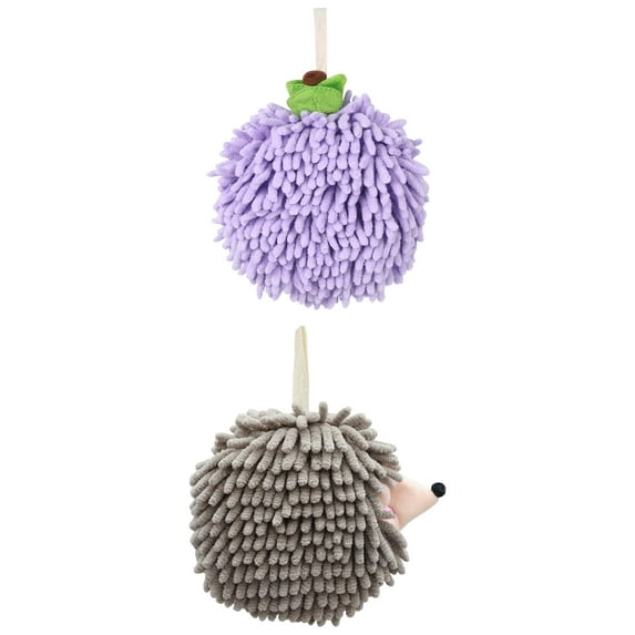 Unique Bargains Soft Absorbent Hand Towel 2 Pcs Purple/Grey 6" x 6"/7" x 7"