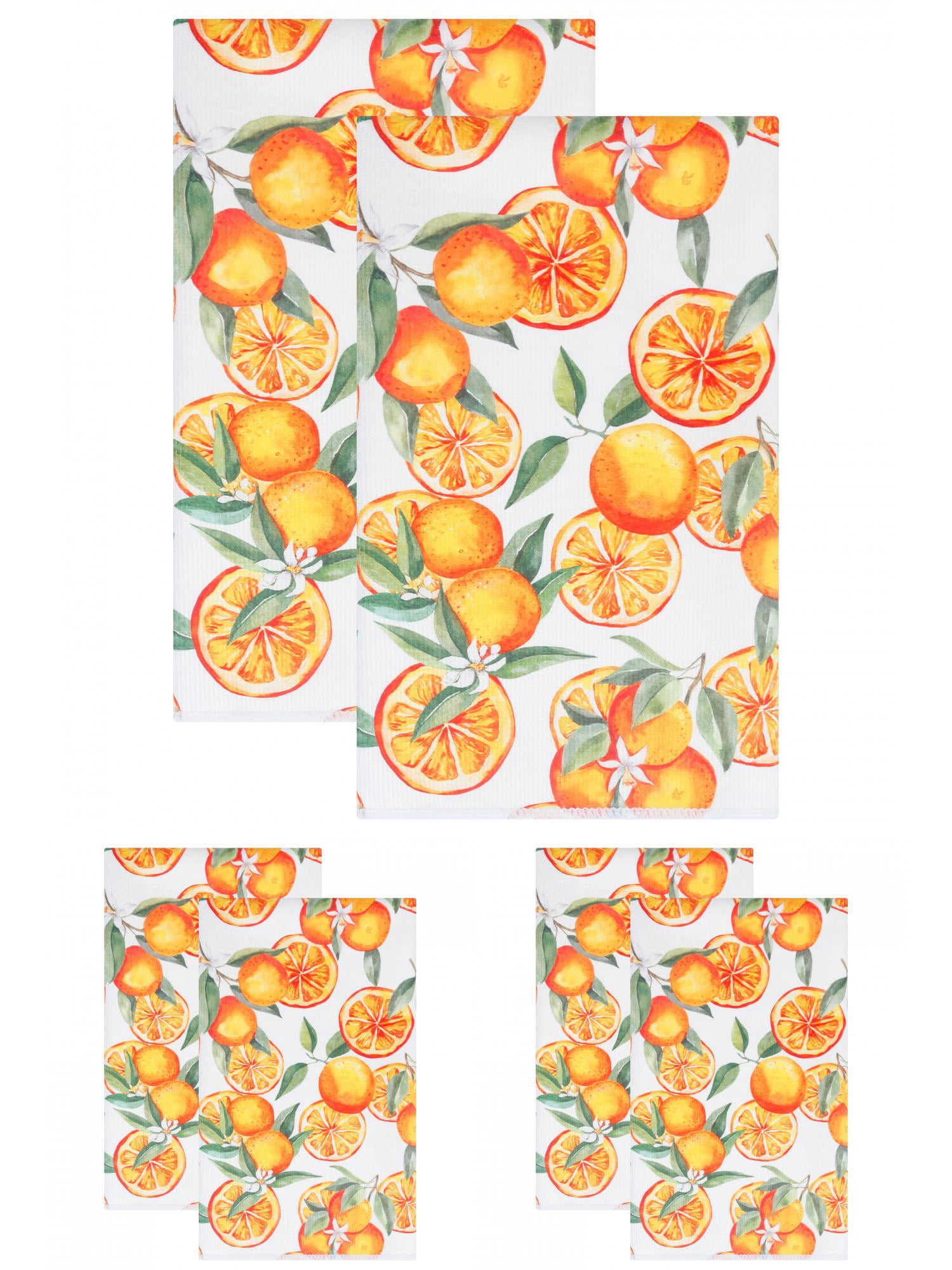 Unique Bargains Soft Absorbent Microfiber Dish Towels 6 Pack Orange 24"x 16"