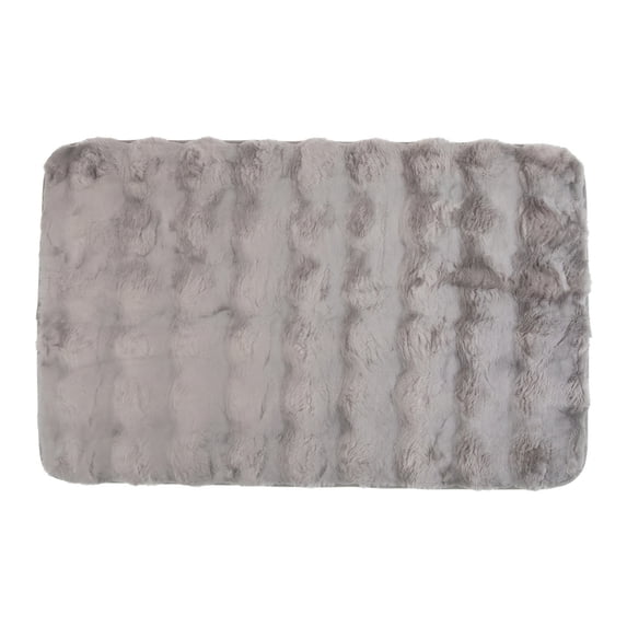 Unique Bargains Soft Absorbent Microfiber Non-Slip Washable Bathroom Rug Gray 32" x 20"