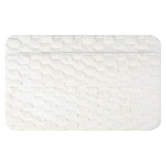 Unique Bargains Soft Absorbent Non-Slip Washable Bath Mat White 16" x 24"