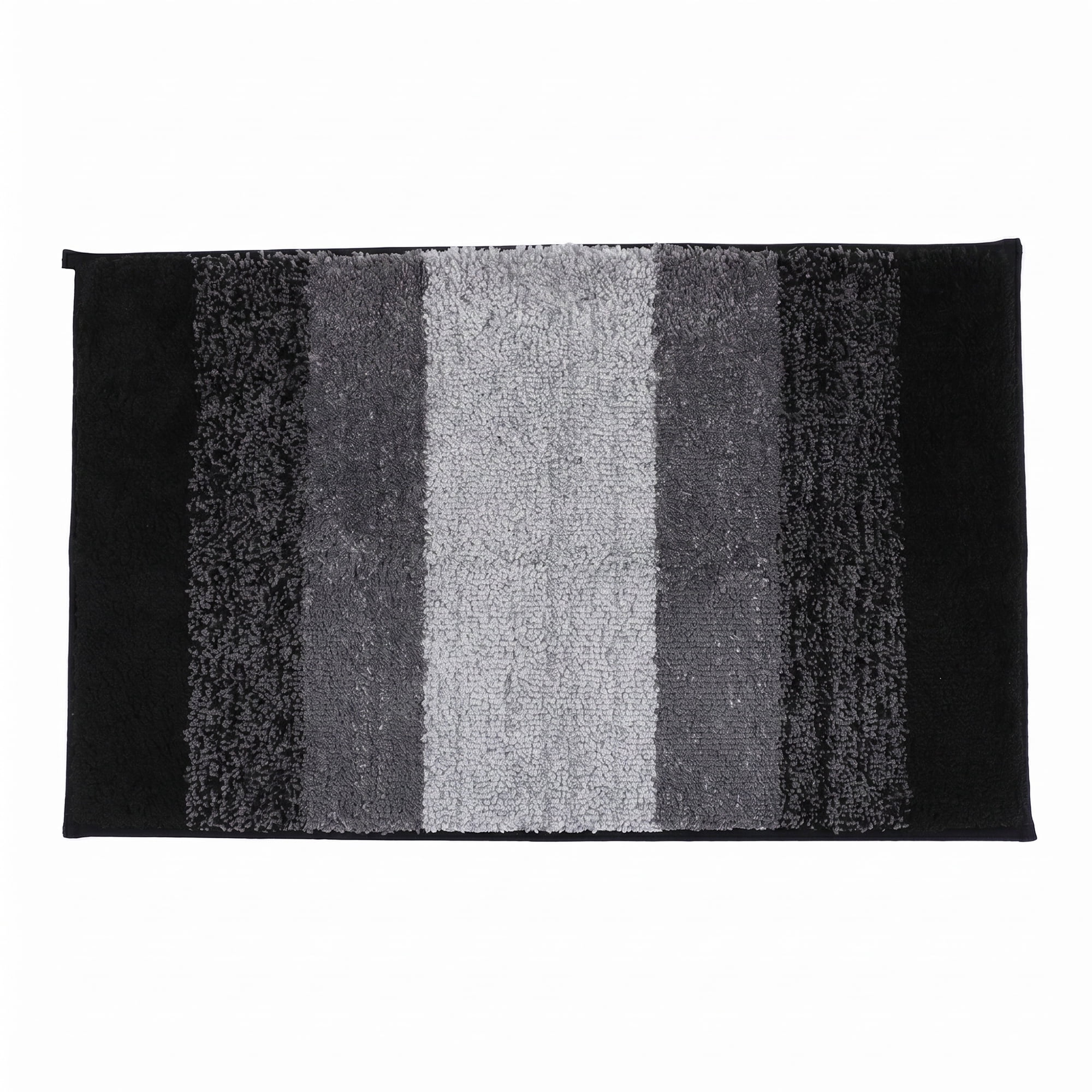 Unique Bargains Soft Absorbent Plush Non-Slip Machine Washable Bath Mat Black 32" x 20"