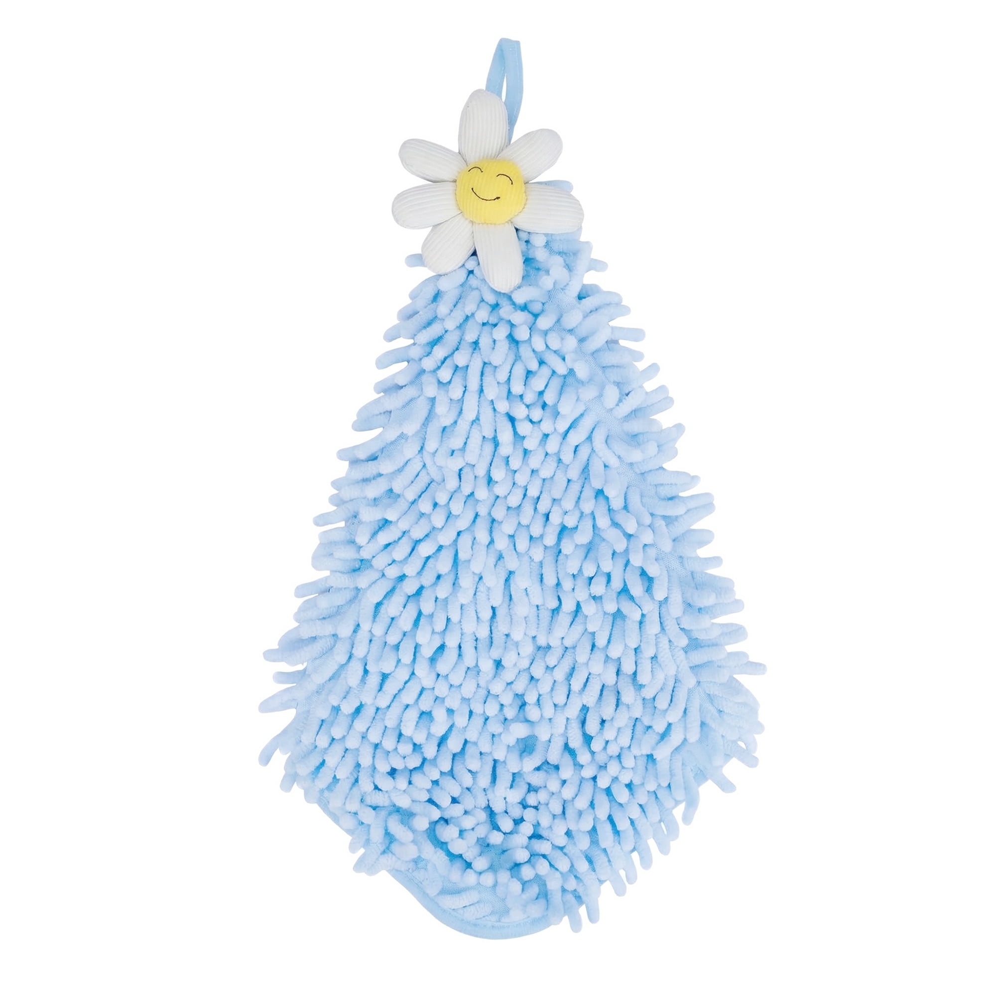 Unique Bargains Soft Absorbent Quick Dry Cute Flower Chenille Hand Towels Blue 12" x 12"
