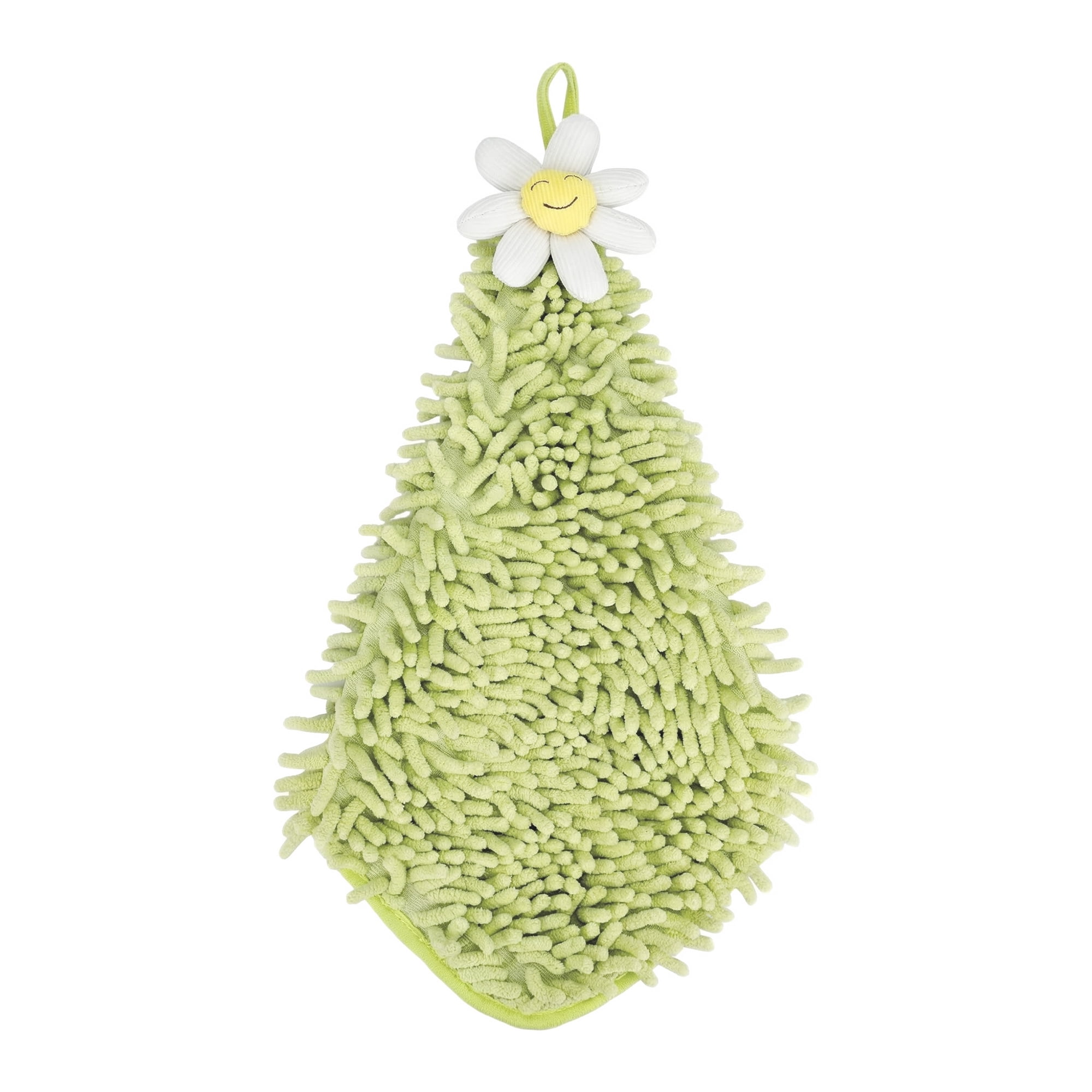 Unique Bargains Soft Absorbent Quick Dry Cute Flower Chenille Hand Towels Green 12" x 12"