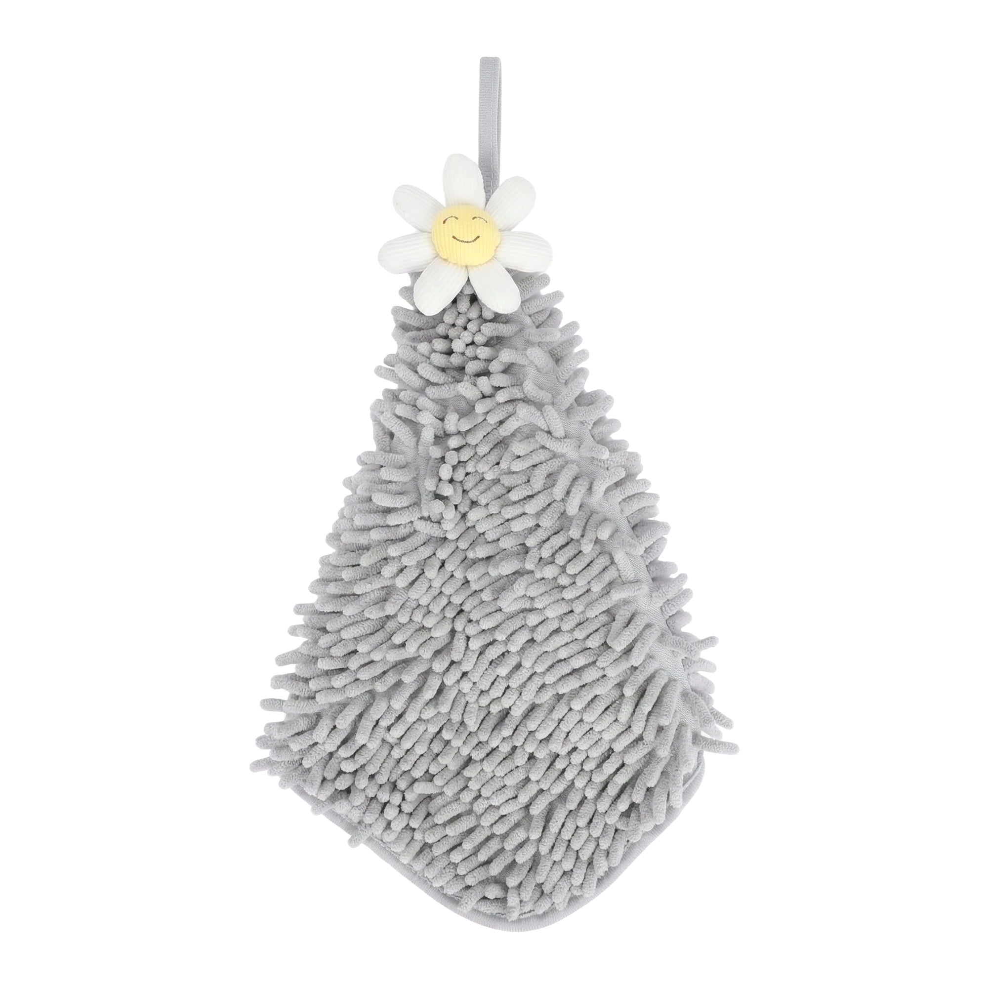 Unique Bargains Soft Absorbent Quick Dry Cute Flower Chenille Hand Towels Grey 12" x 12"
