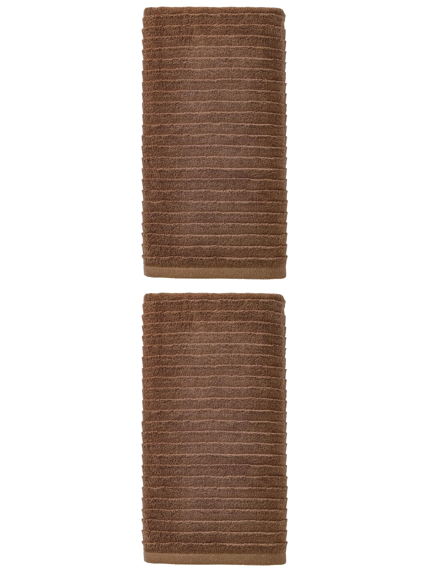 Unique Bargains Soft Absorbent Striped Bath Towel 2 Pack Dark Brown 55"x28"