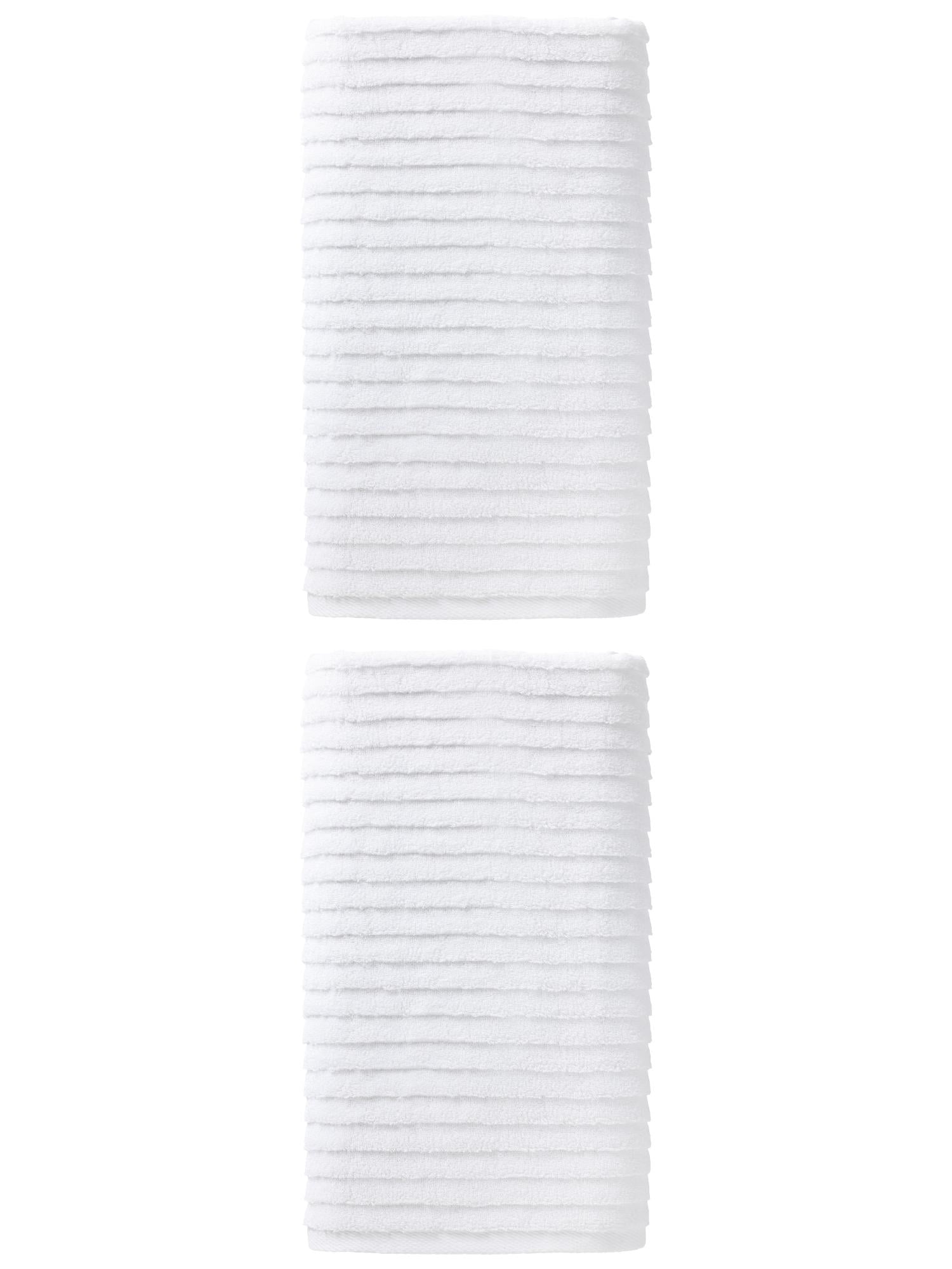 Unique Bargains Soft Absorbent Striped Bath Towel 2 Pack White 55"x28"