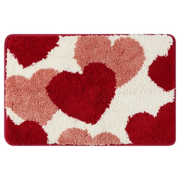 Unique Bargains Soft Bath Rugs Non-Slip Bathroom Rug Cute Water Absorbent Thick Bath Mat Love 16" x 24"