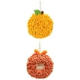 thumbnail image 1 of Unique Bargains Soft Chenille Ball Hand Towels 2 Pcs Orange 6" x 6"/7" x 7", 1 of 5