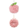 thumbnail image 1 of Unique Bargains Soft Chenille Ball Hand Towels 2 Pcs Pink 6" x 6"/7" x 7", 1 of 5
