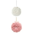 thumbnail image 1 of Unique Bargains Soft Chenille Ball Hand Towels 2 Pcs White/Pink 6" x 6"/7" x 7", 1 of 5