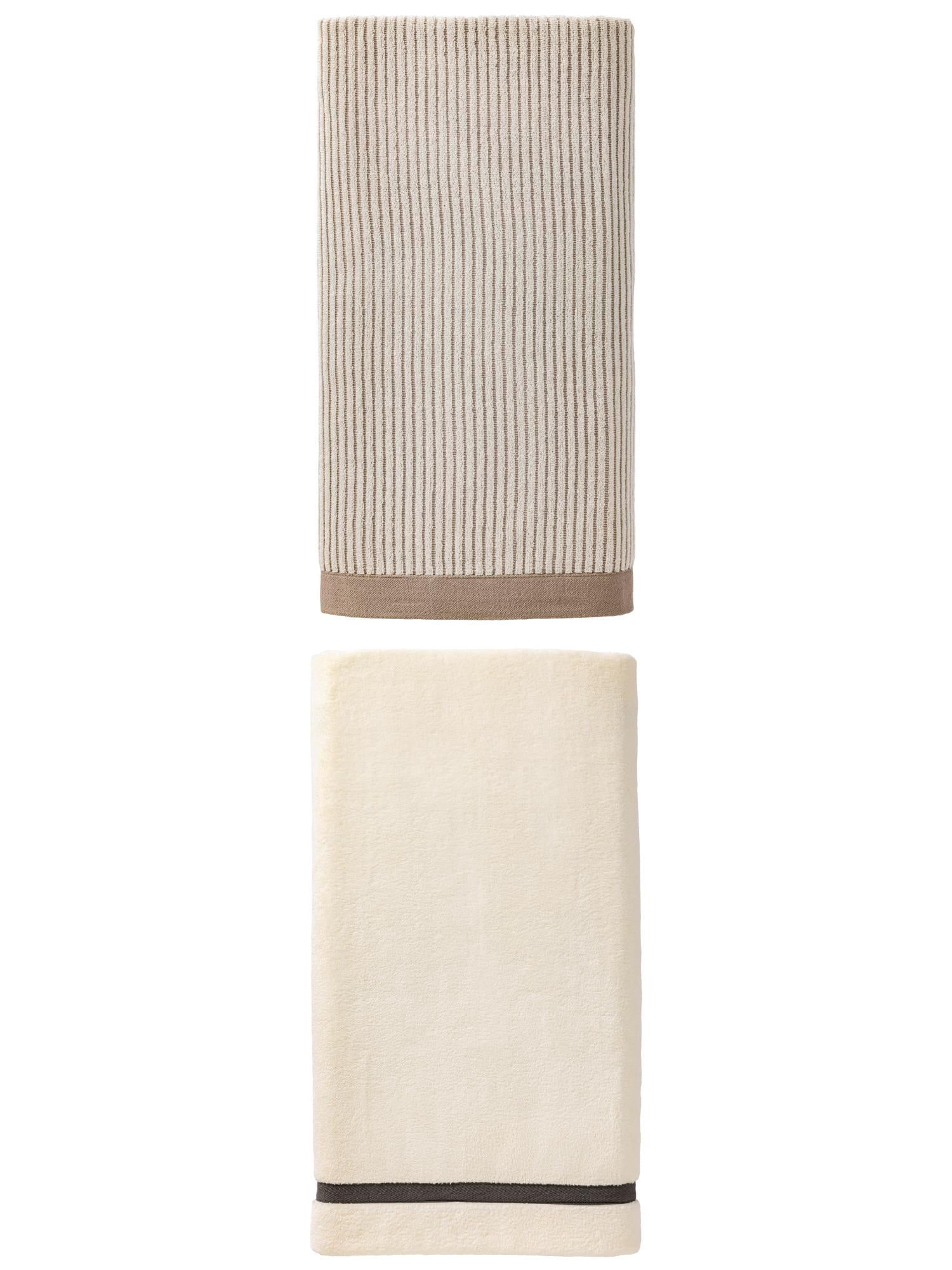 Unique Bargains Soft Coral Fleece Bath Towel 2 Pack Beige/Brown 63" x 31"/55" x 28"