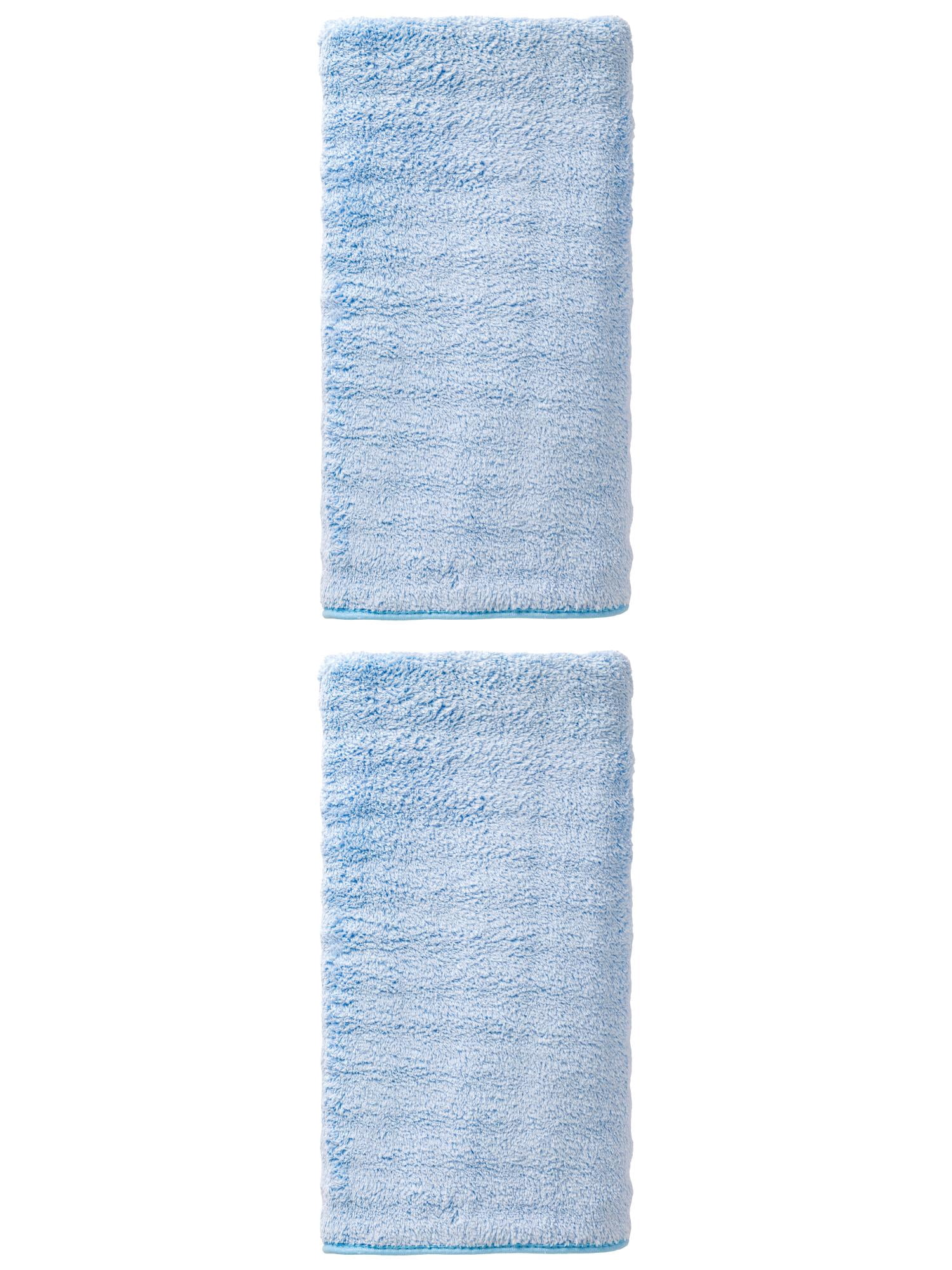 Unique Bargains Soft Coral Fleece Fade Resistant Bath Towel 2 Pack Blue 55"x28"