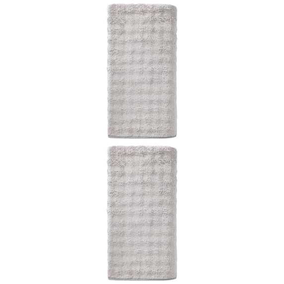 Unique Bargains Soft Coral Fleece Fade Resistant Bath Towel 2 Pack Grey 55"x28"
