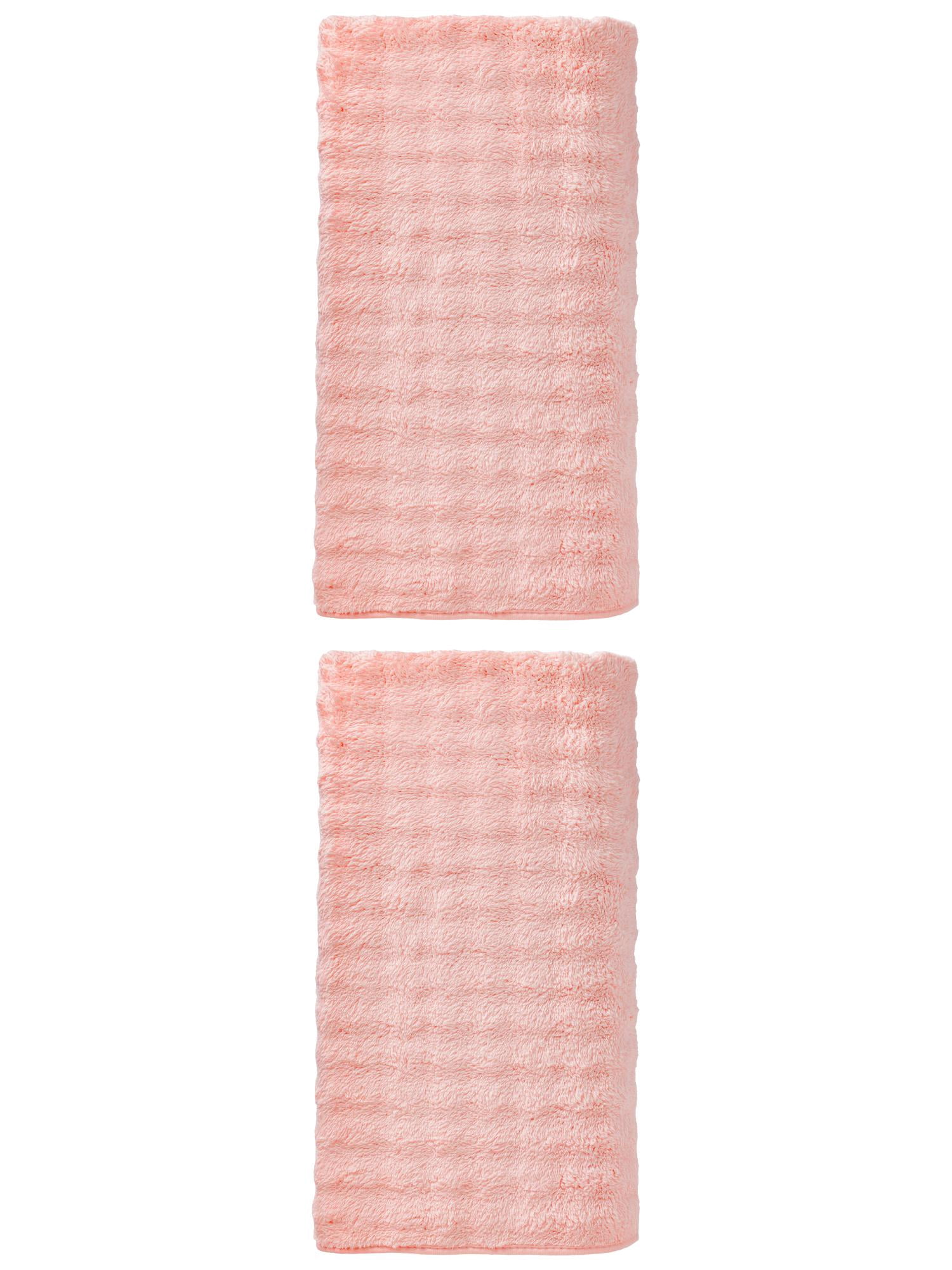 Unique Bargains Soft Coral Fleece Fade Resistant Bath Towel 2 Pack Pink 55"x28"