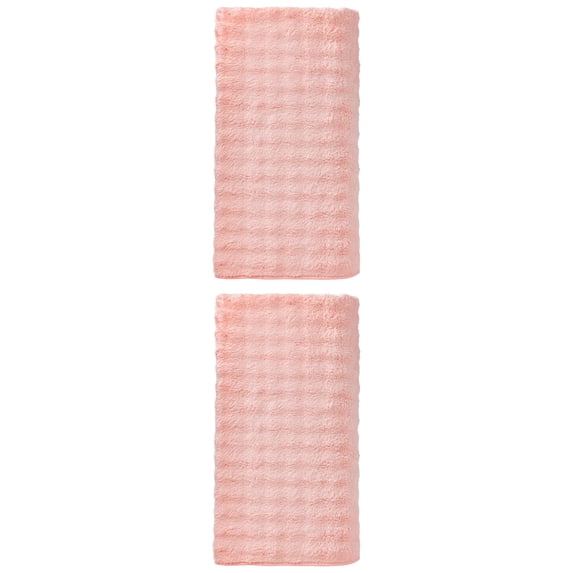 Unique Bargains Soft Coral Fleece Fade Resistant Bath Towel 2 Pack Pink 55"x28"