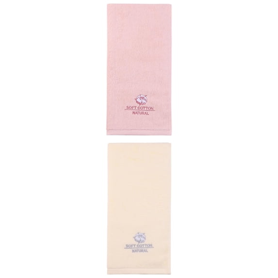 Unique Bargains Soft Cotton Absorbent Hand Towel with Embroidery Pink/Beige 29" x 13"