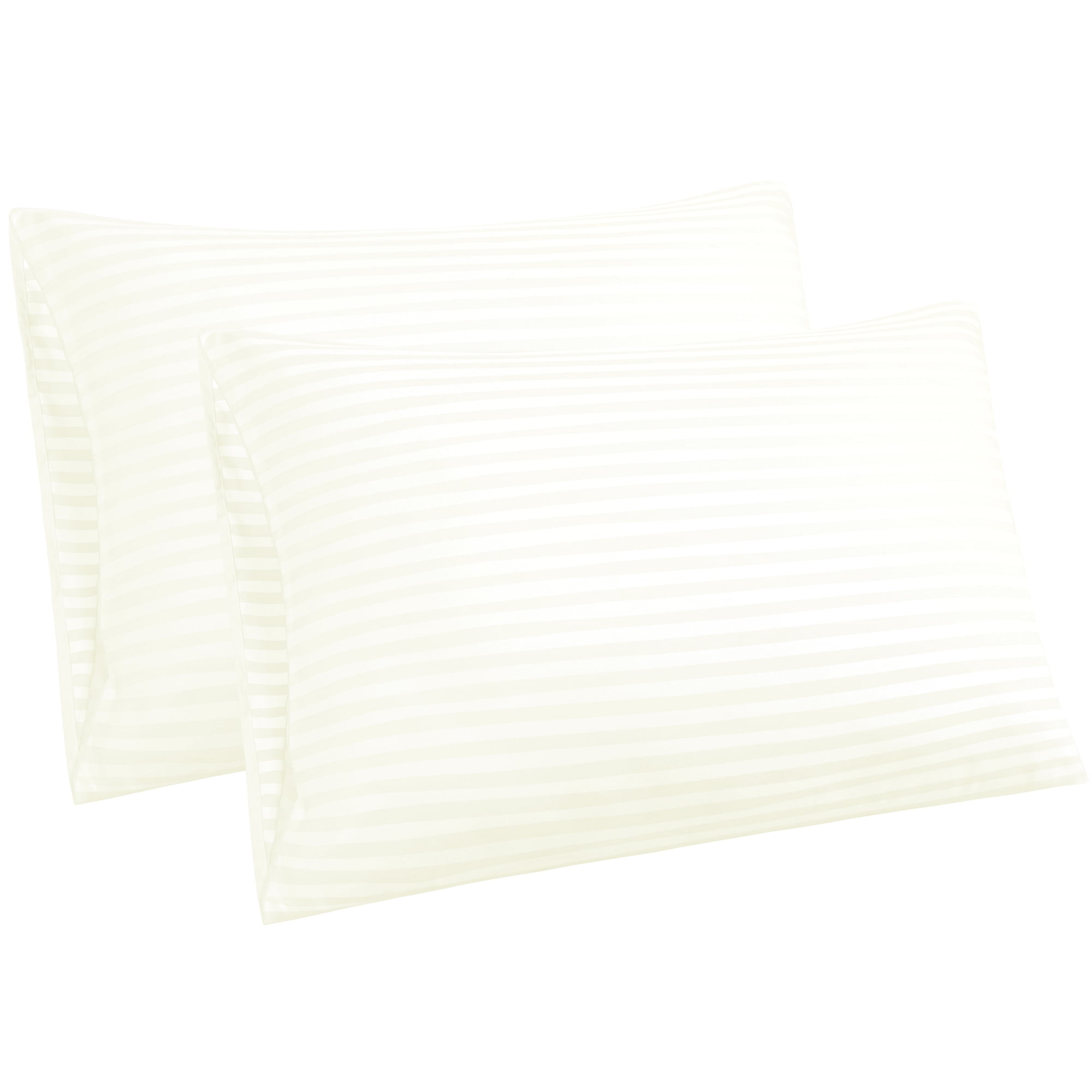 Unique Bargains Soft Durable Set of 2 Microfiber Striped Pillowcase Beige King (20"x36")