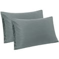 thumbnail image 1 of Unique Bargains Soft Durable Set of 2 Microfiber Striped Pillowcase Dark Gray Standard（20"x26"), 1 of 8