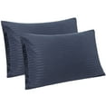 thumbnail image 1 of Unique Bargains Soft Durable Set of 2 Microfiber Striped Pillowcase Navy Blue Standard（20"x26"), 1 of 8
