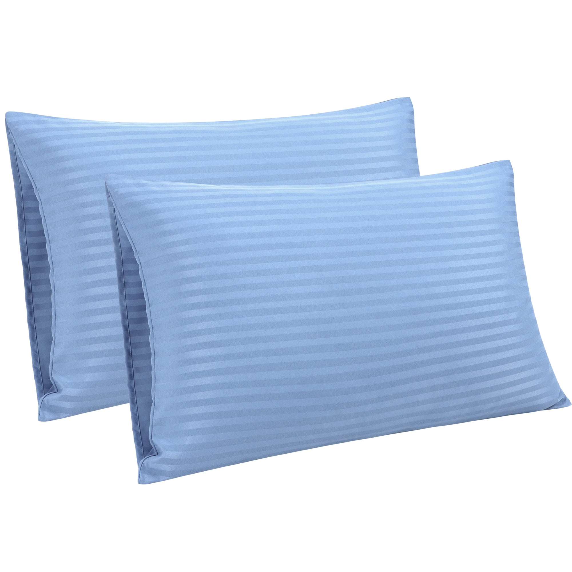 Unique Bargains Soft Durable Set of 2 Microfiber Striped Pillowcase Steel Blue Standard（20"x26")