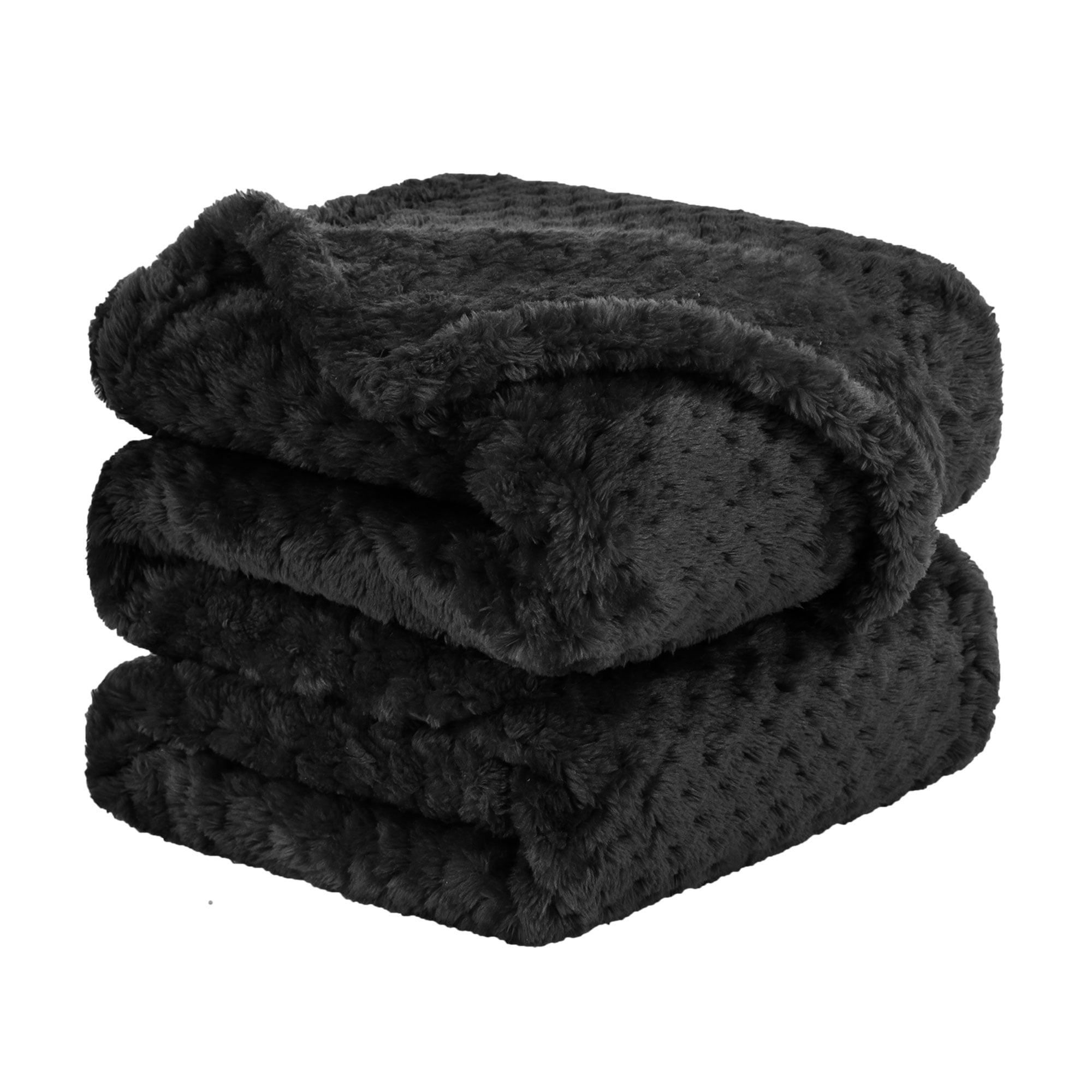 Unique Bargains Soft Flannel Fleece Velvet Blanket Black 30" x 40"