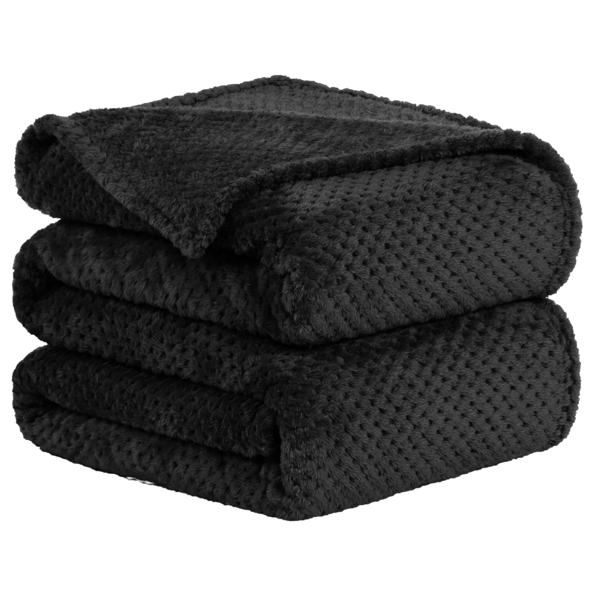 Unique Bargains Soft Flannel Fleece Velvet Blanket Black 50" x 60