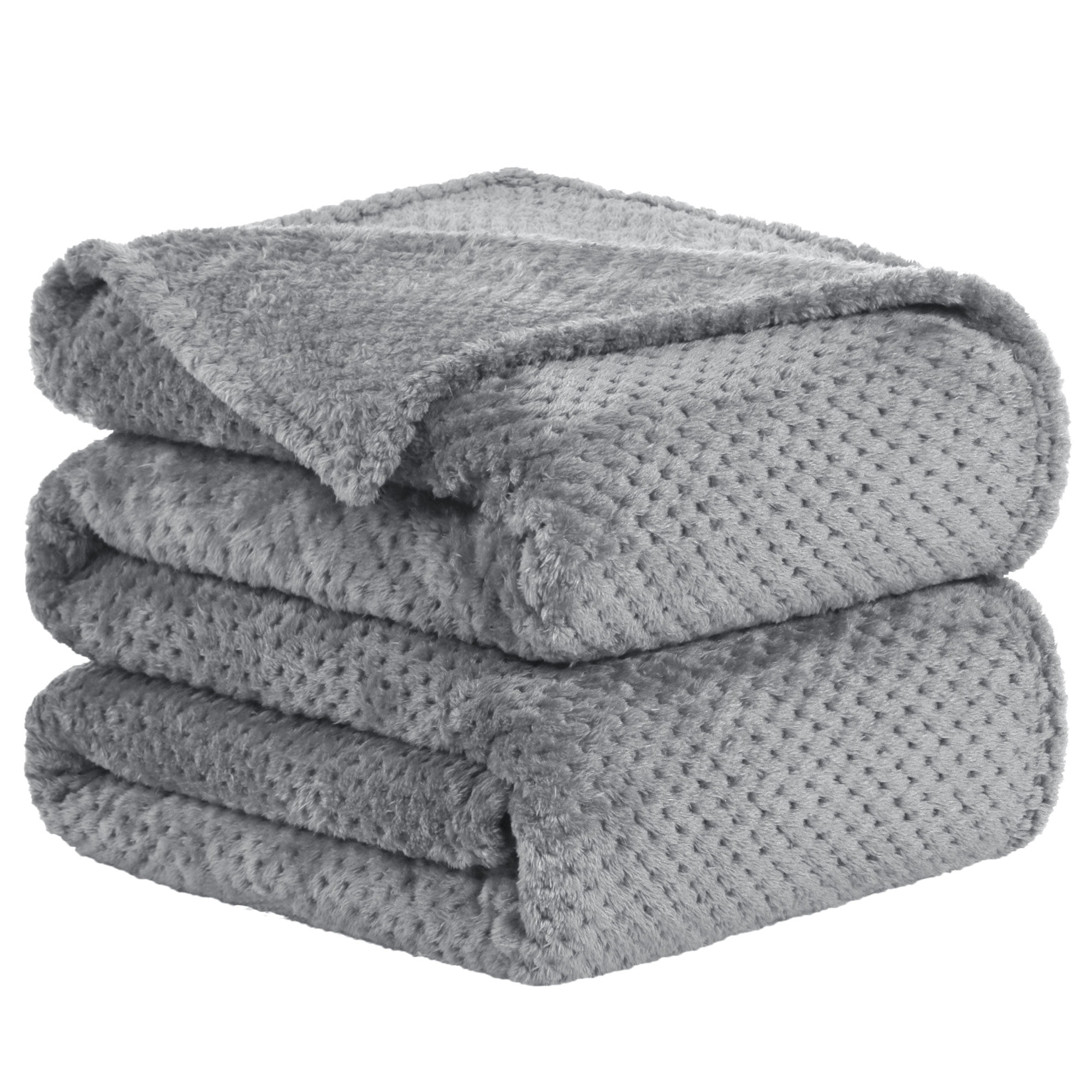 Unique Bargains Soft Flannel Fleece Velvet Blanket Light Gray 90" x 108