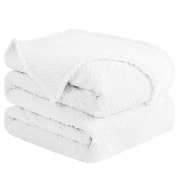 Unique Bargains Soft Flannel Fleece Velvet Blanket White 66" x 90"